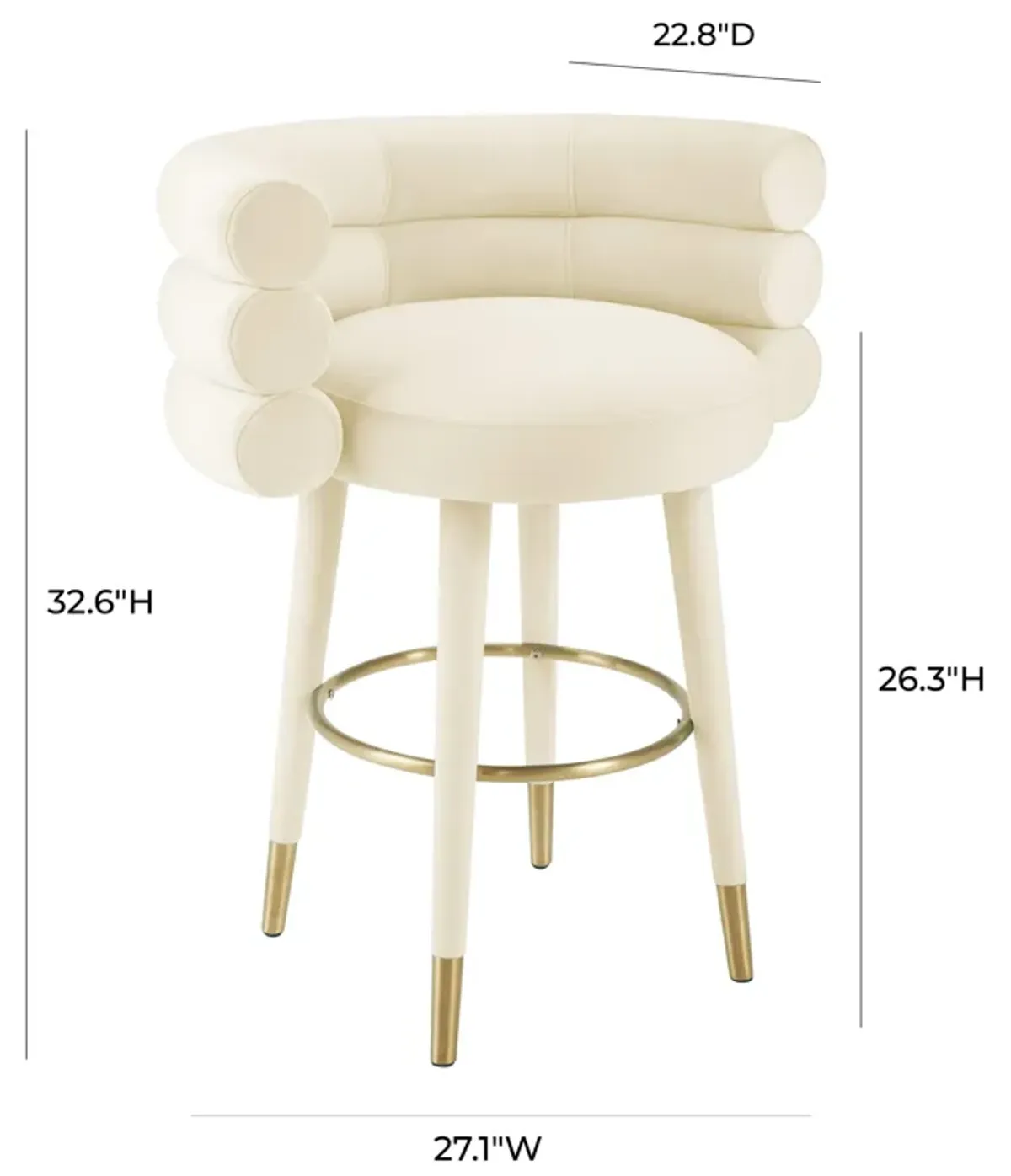 Betty Cream Velvet Counter Stool