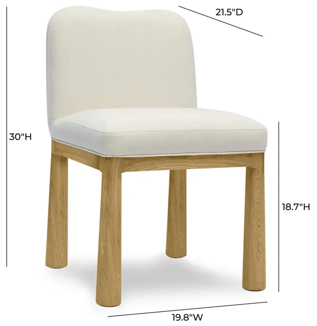 Tiara Cream Performance Velvet Oak Dining Chair