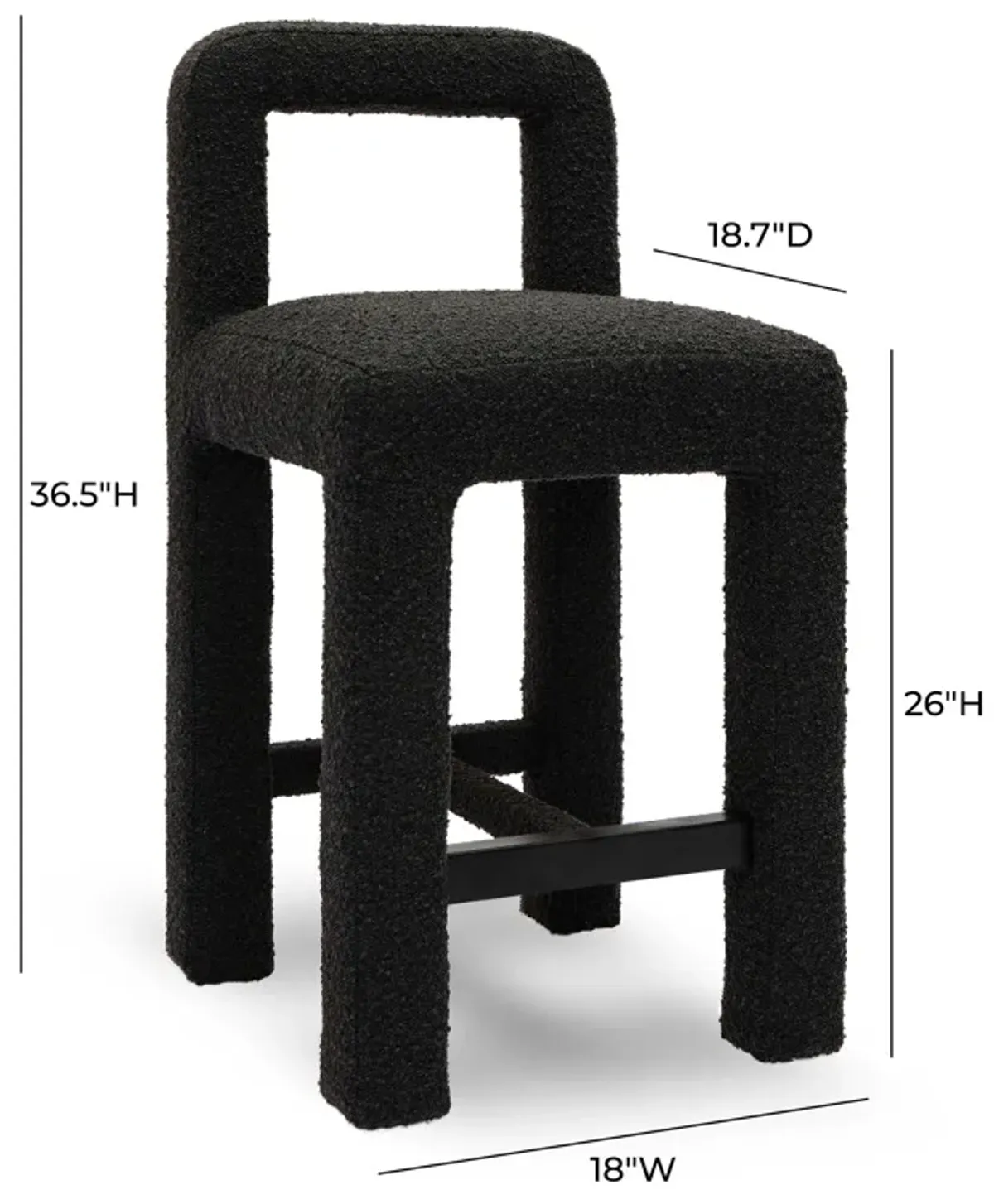 Hazel Black Boucle Counter Stool