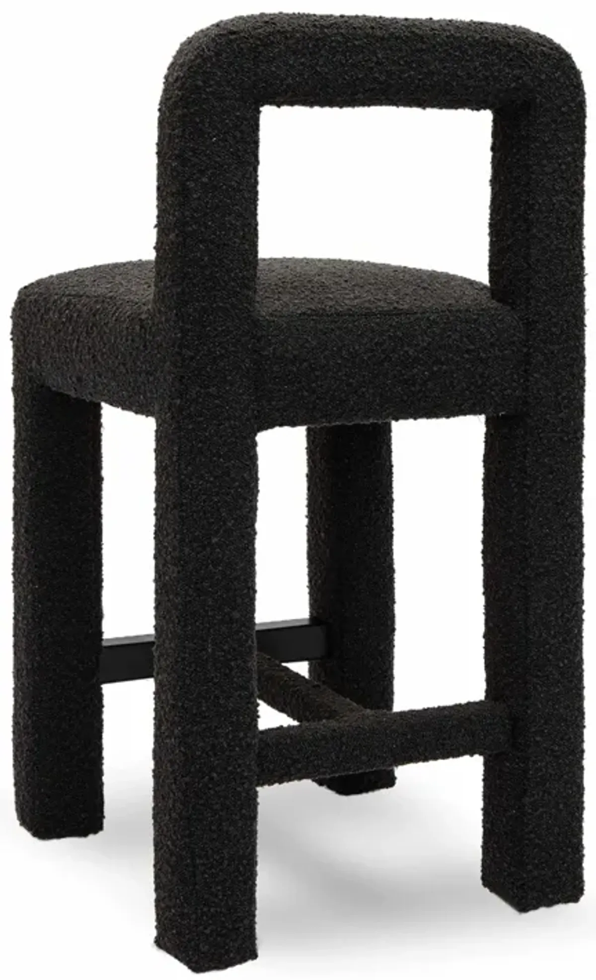 Hazel Black Boucle Counter Stool