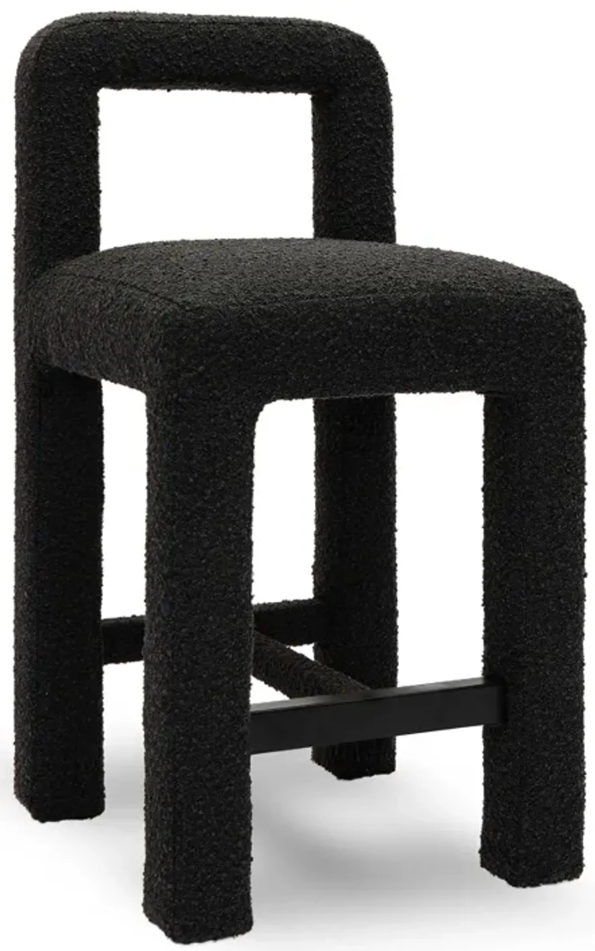 Hazel Black Boucle Counter Stool