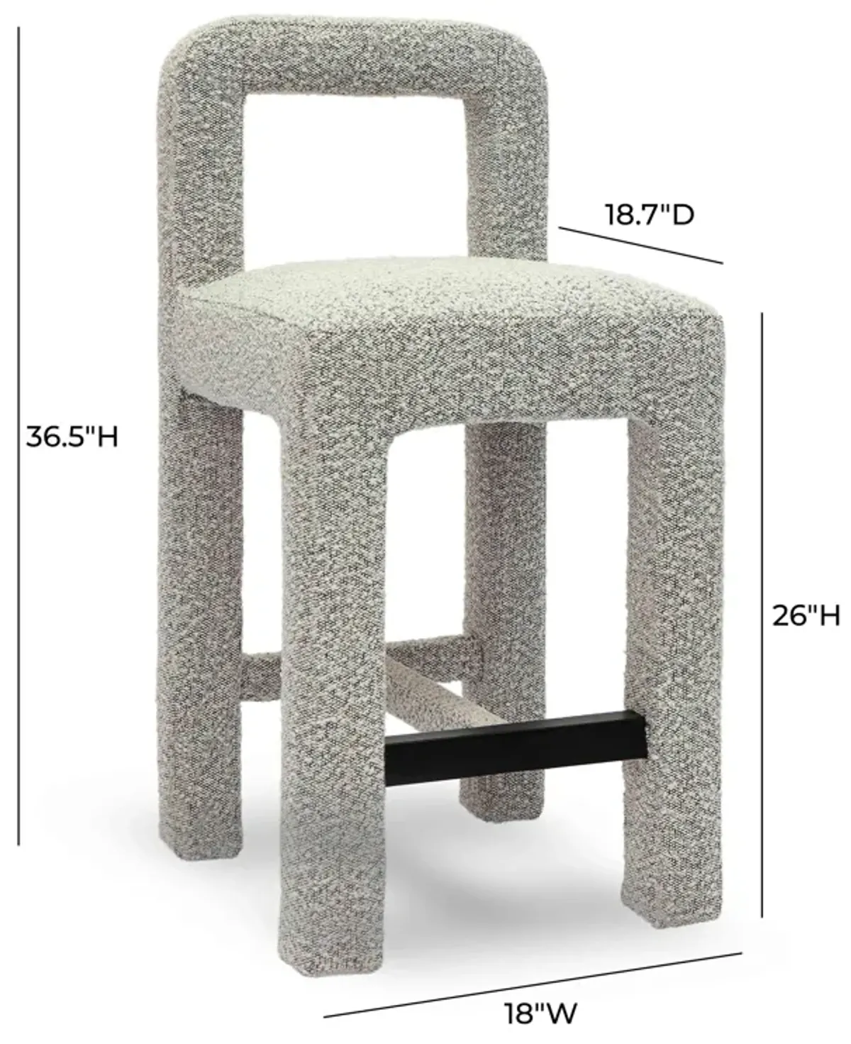 Hazel Grey Boucle Counter Stool