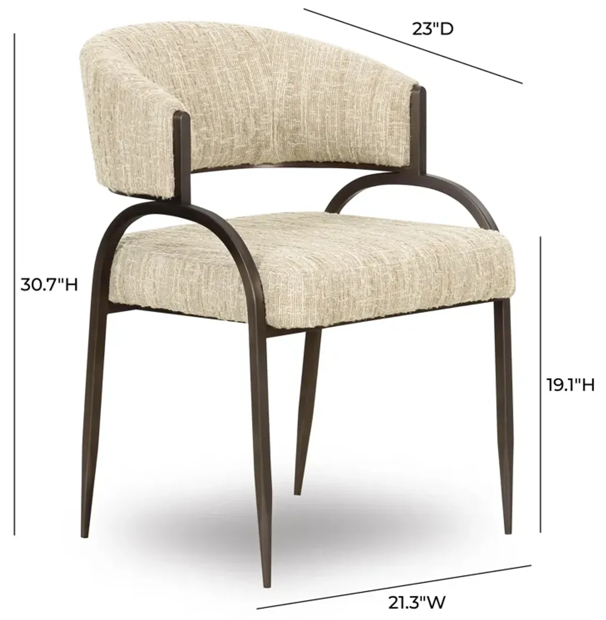 Tatum Cream Textured Performance Boucle Dining Chair