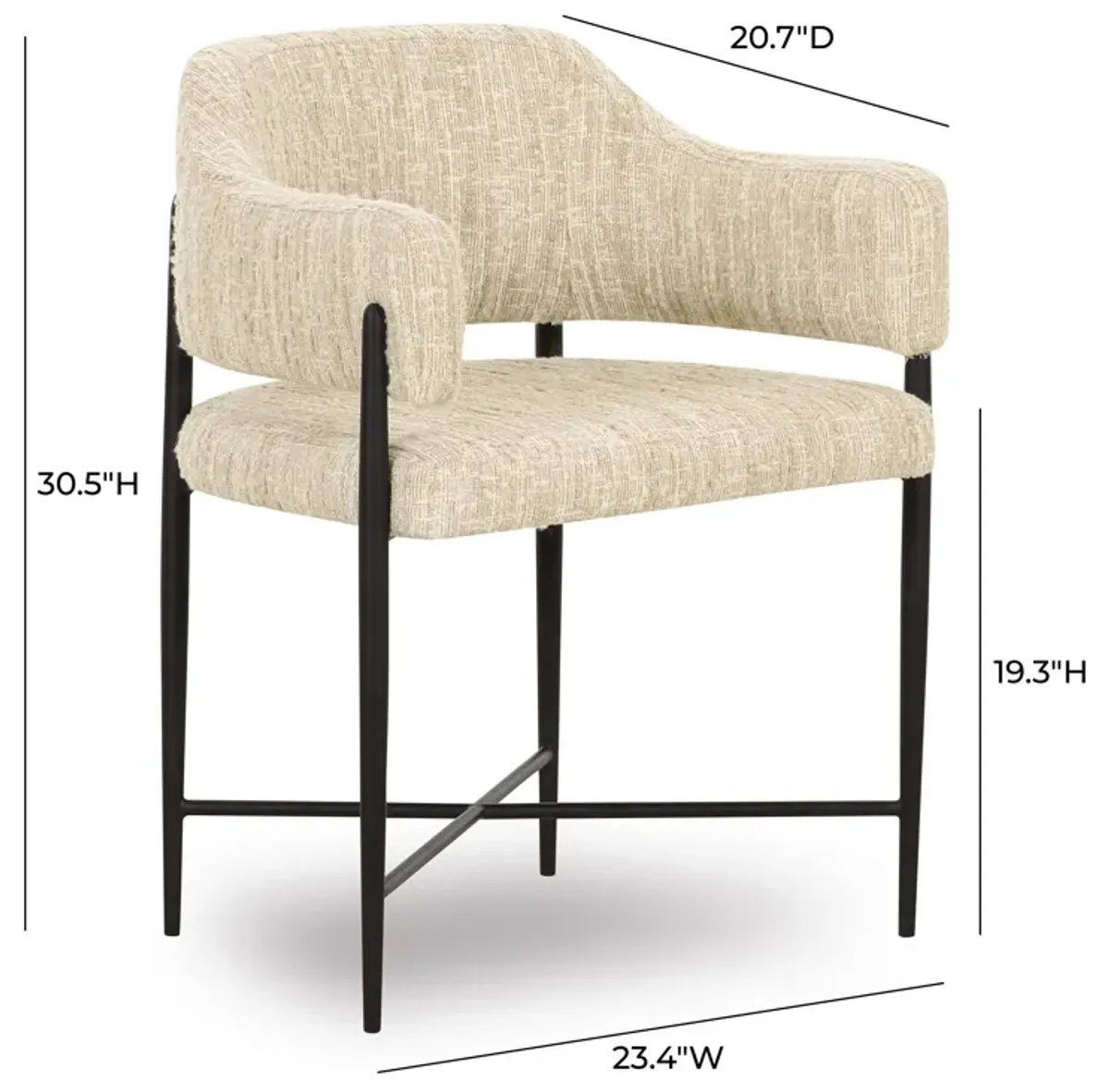 Sezanne Cream Textured Performance Boucle Dining Chair