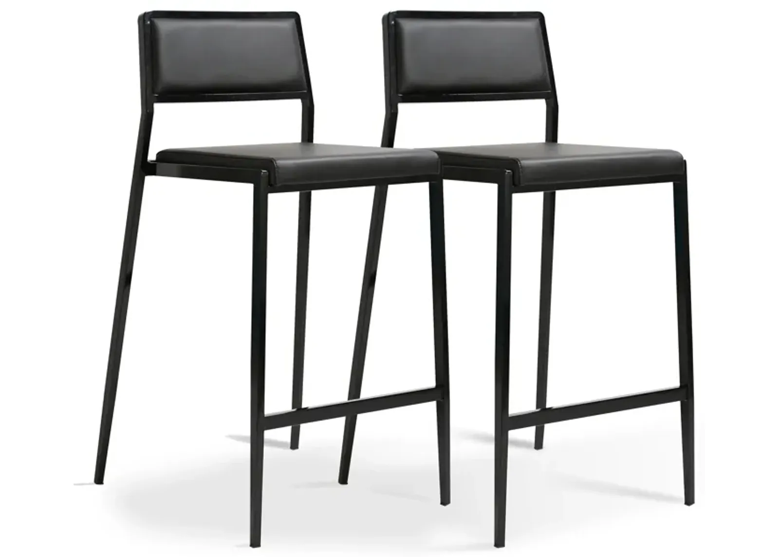 Gale Black Performance Vegan Leather Stackable Stool - Set of 2