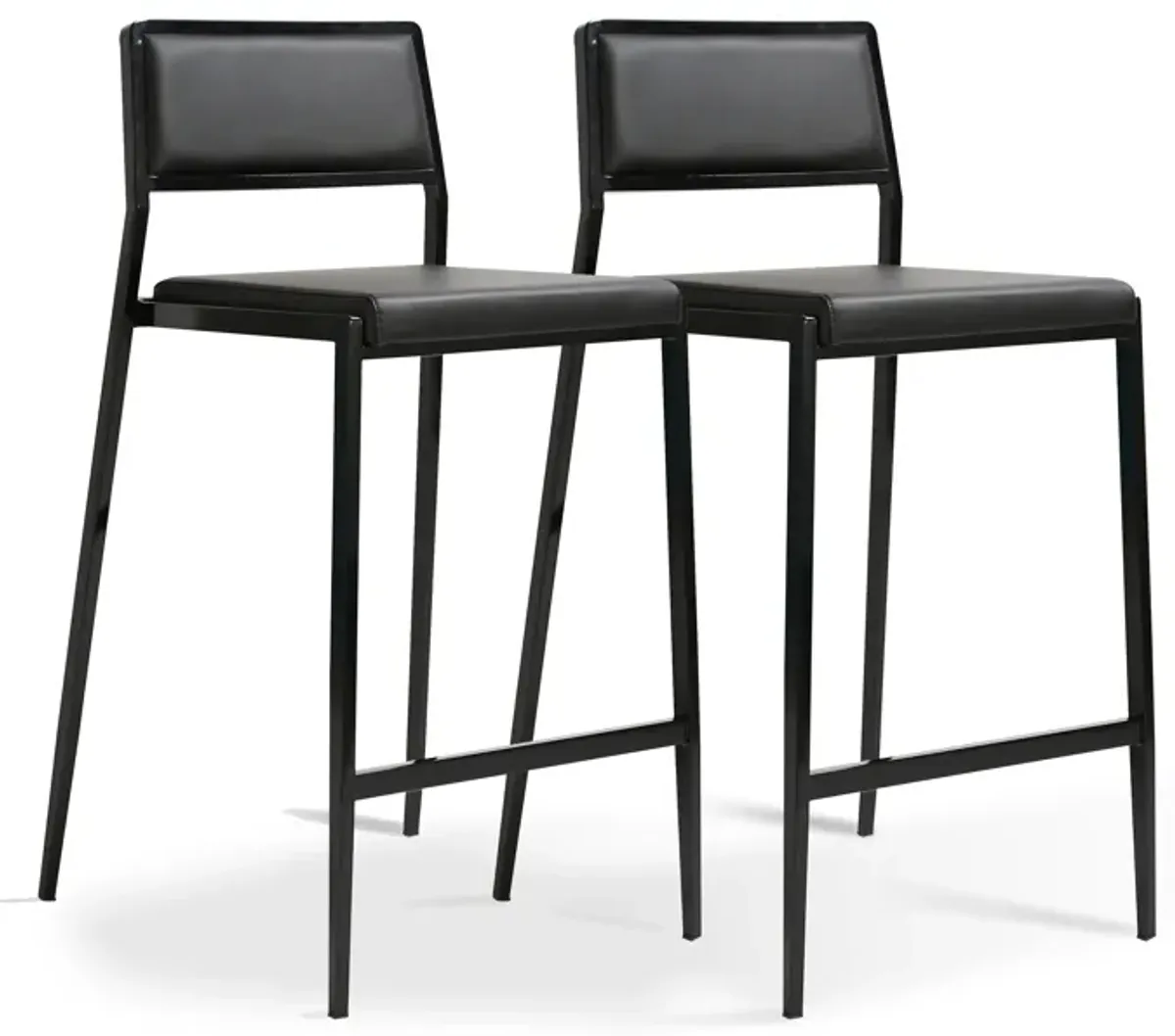 Gale Black Performance Vegan Leather Stackable Stool - Set of 2