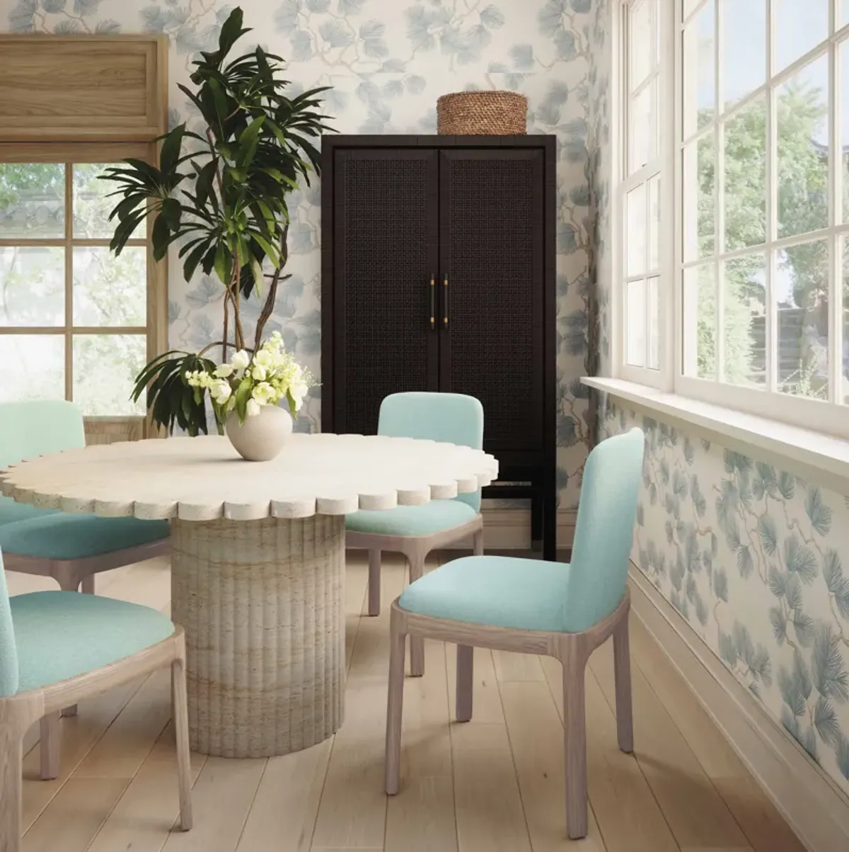 Rebecca Light Blue Performance Velvet Dining Chair