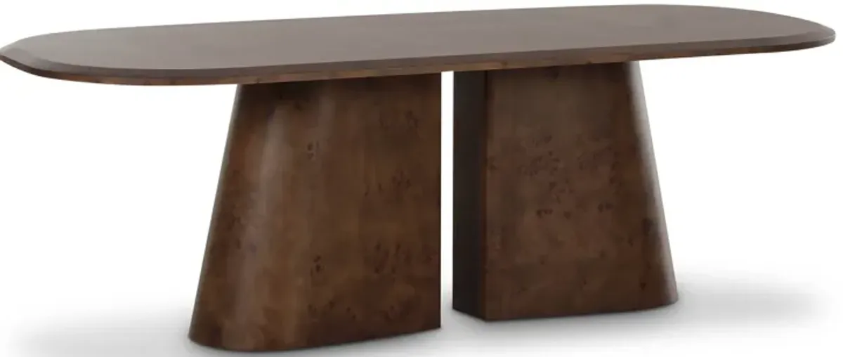 Gladyss Brown Burl Oval 87 inch Dining Table
