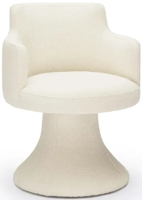 Jeffree Cream Performance Boucle Swivel Dining Chair