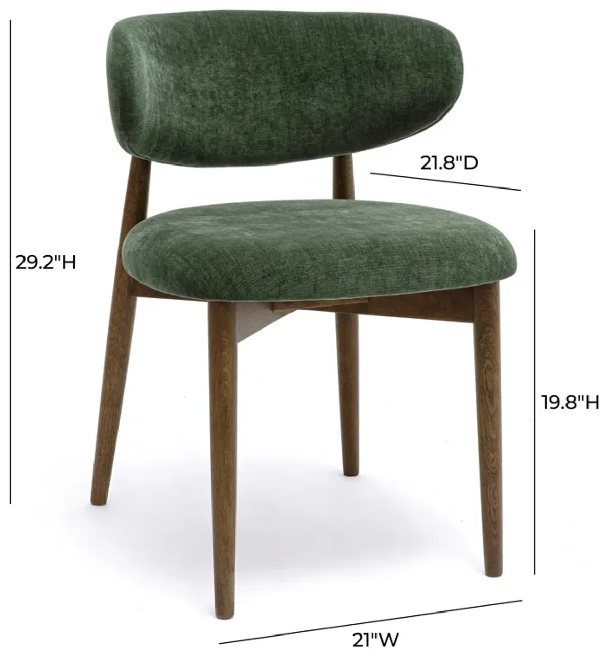 Zinea Forest Green Performance Textured Velvet Dining Chair