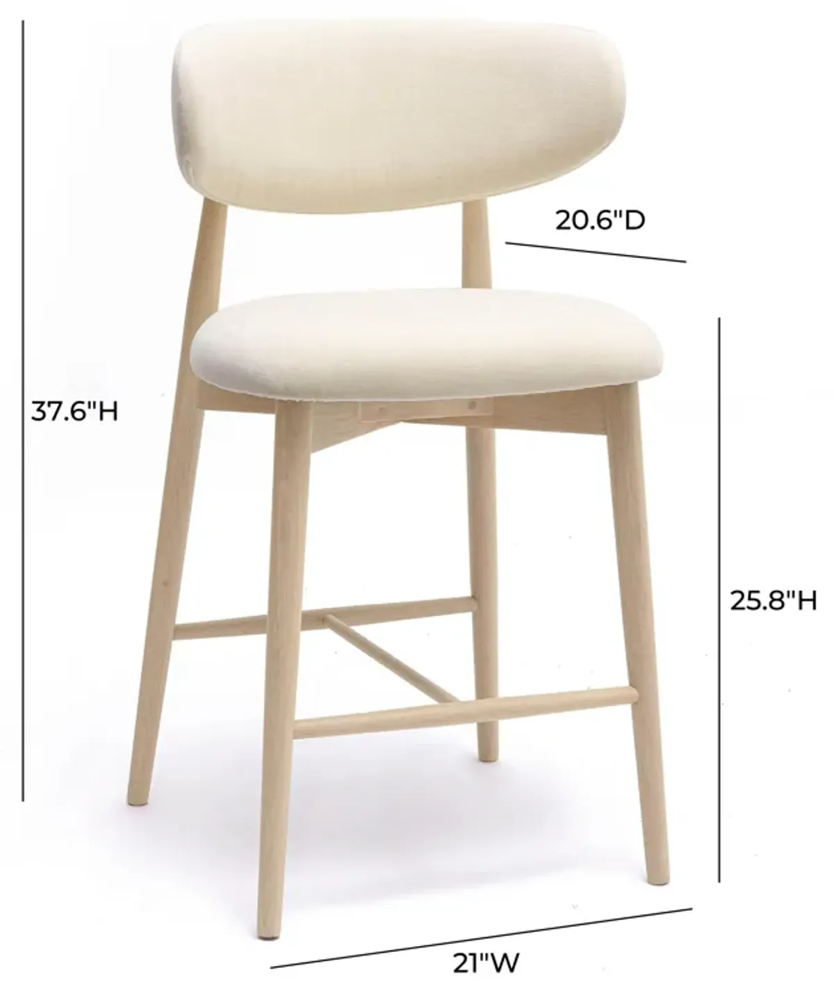 Zinea Cream Performance Textured Velvet Counter Stool