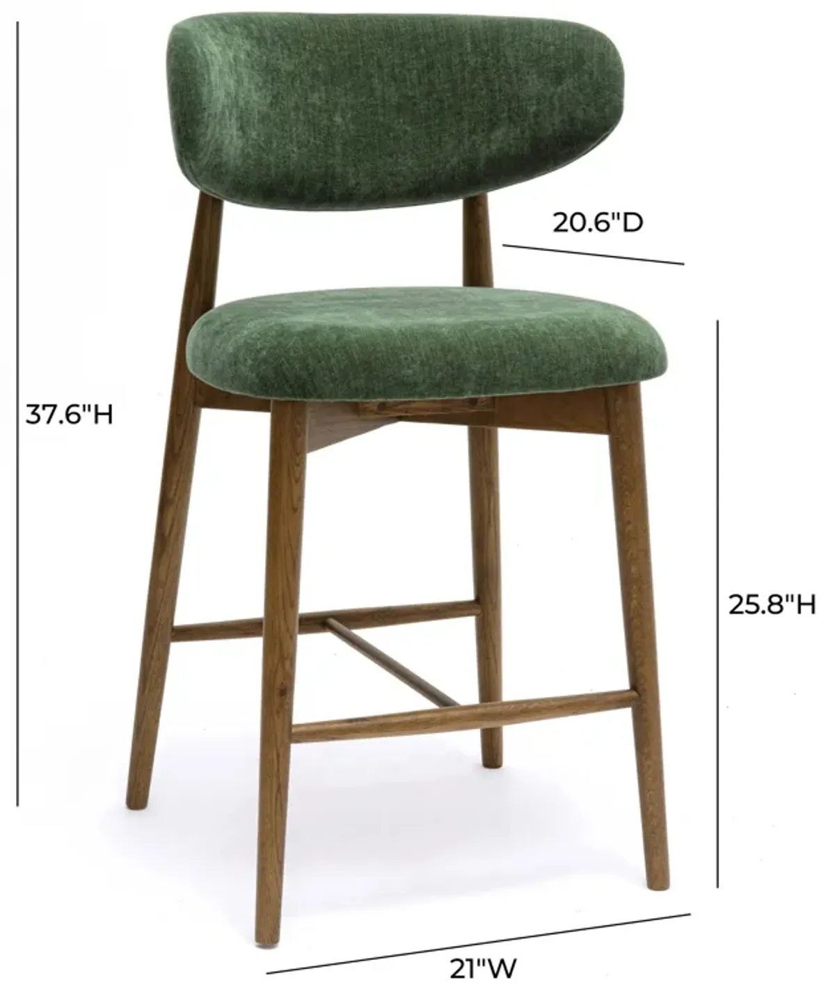 Zinea Forest Green Performance Textured Velvet Counter Stool