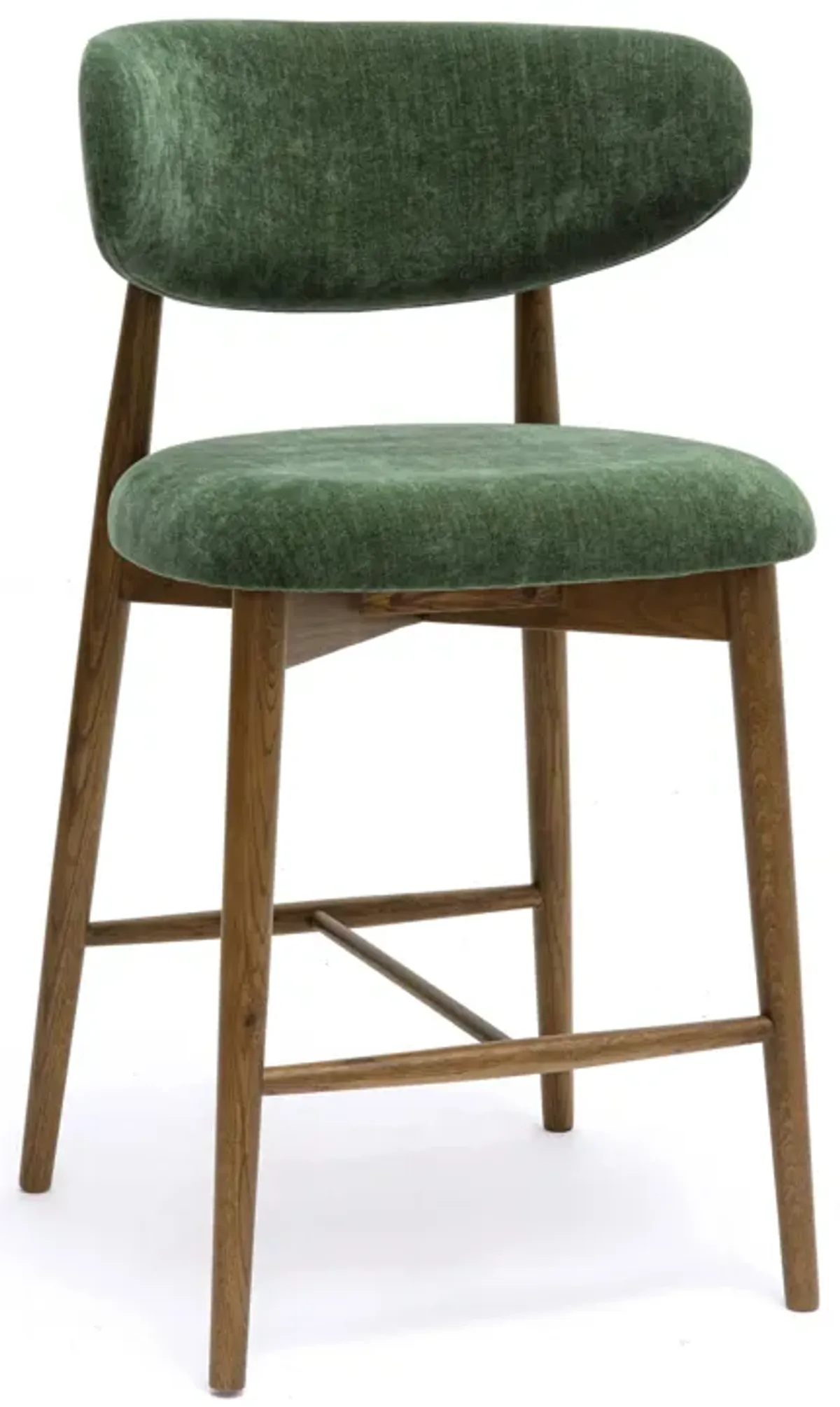 Zinea Forest Green Performance Textured Velvet Counter Stool