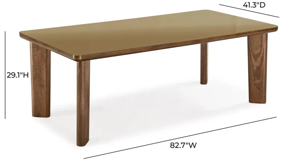 Oani Walnut and Glass Long Dining Table