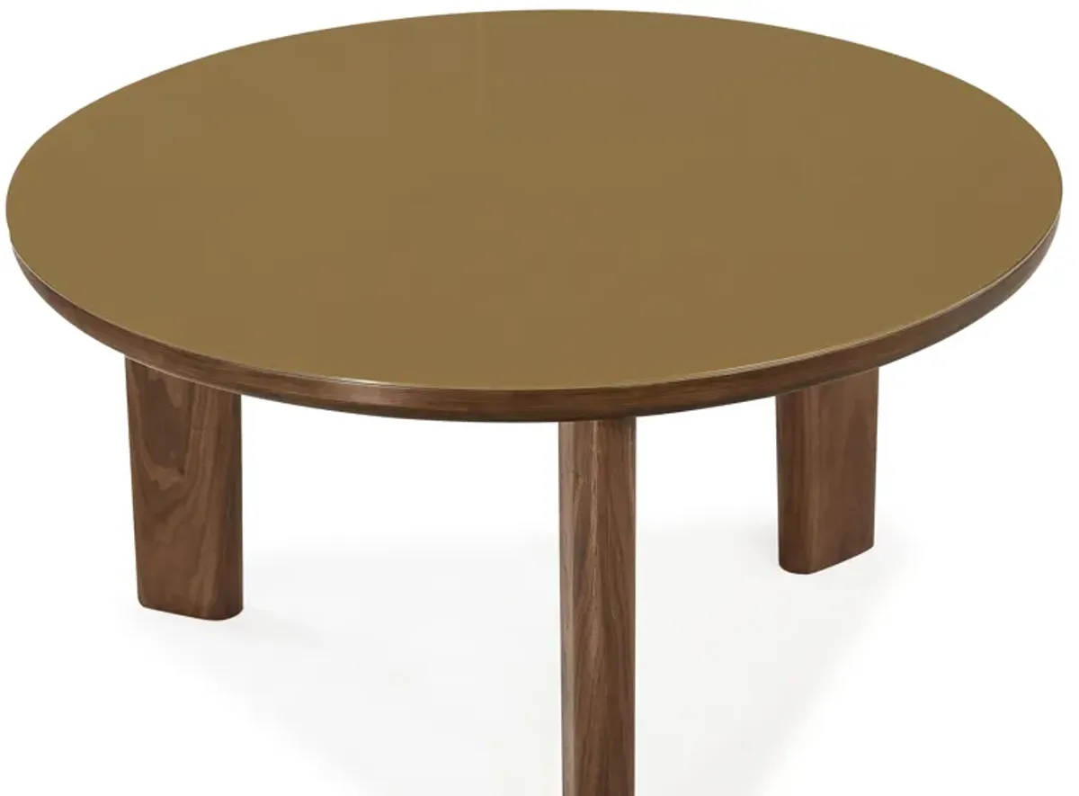 Oani Walnut and Glass Round Dining Table