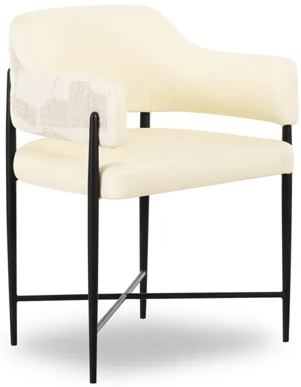 Sezanne Cream Vegan Leather and 2-Tone Jacquard Dining Chair