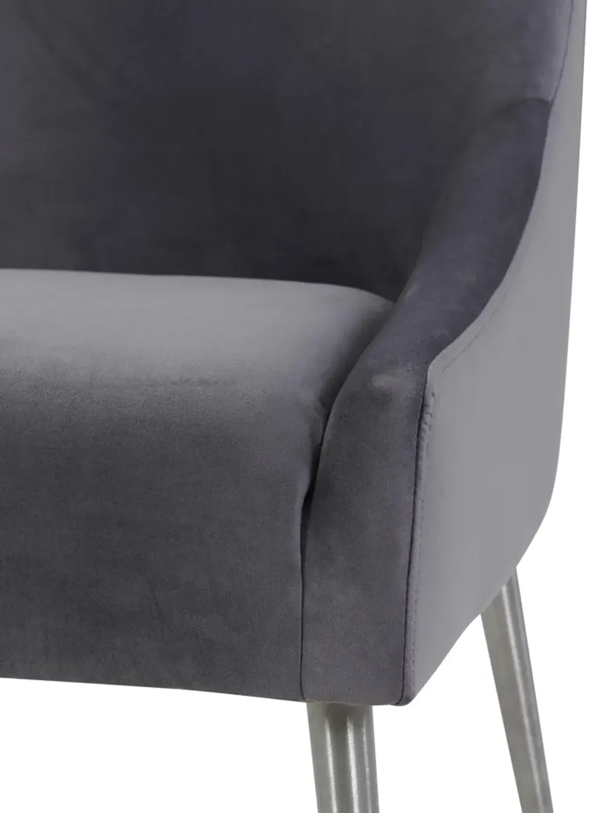 Beatrix Grey Velvet Side Chair with Silver Legs