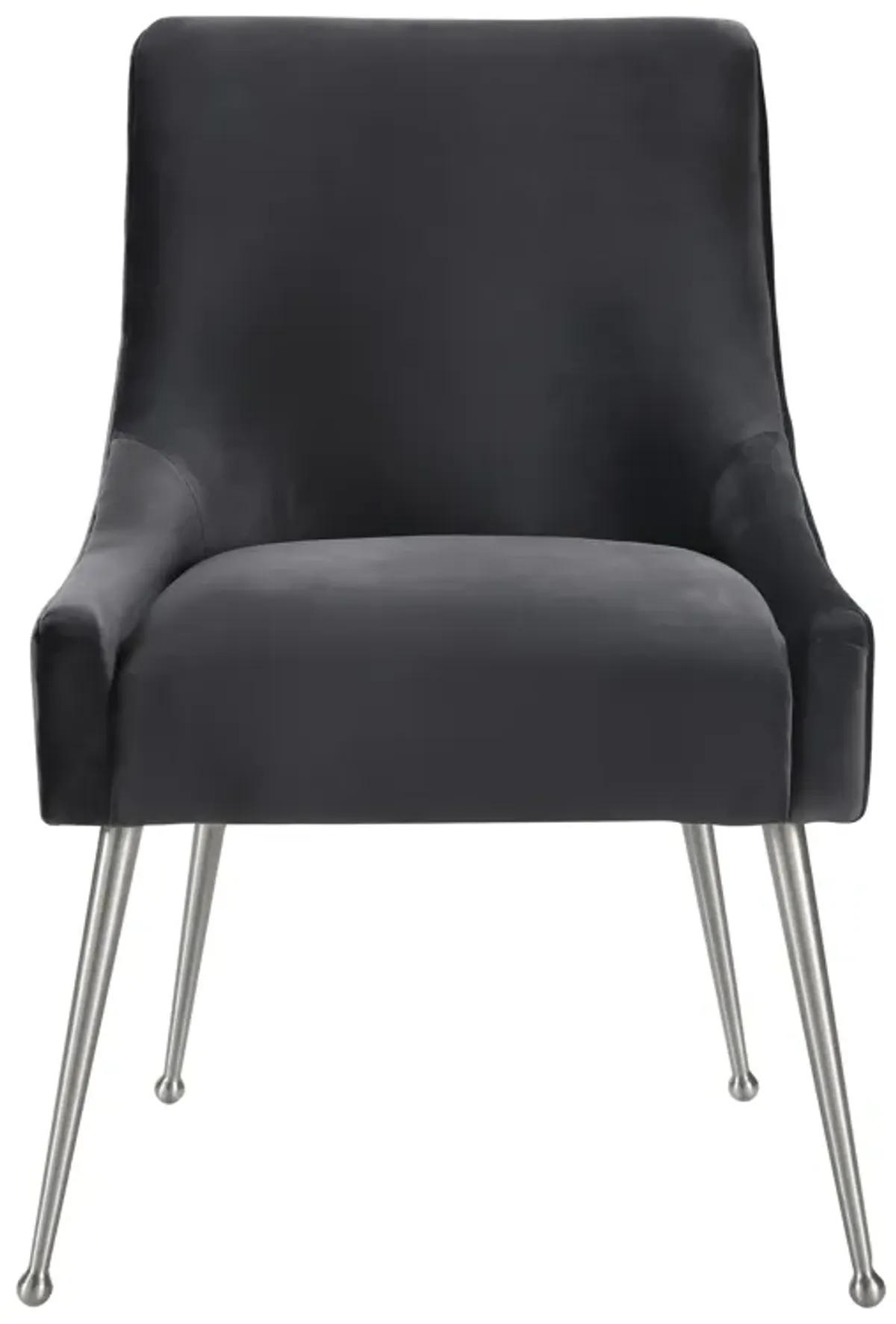 Beatrix Grey Velvet Side Chair with Silver Legs