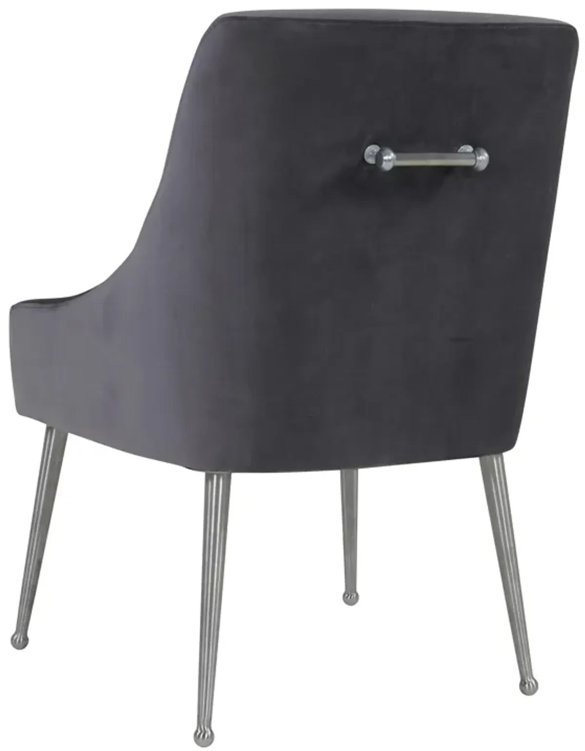 Beatrix Grey Velvet Side Chair with Silver Legs