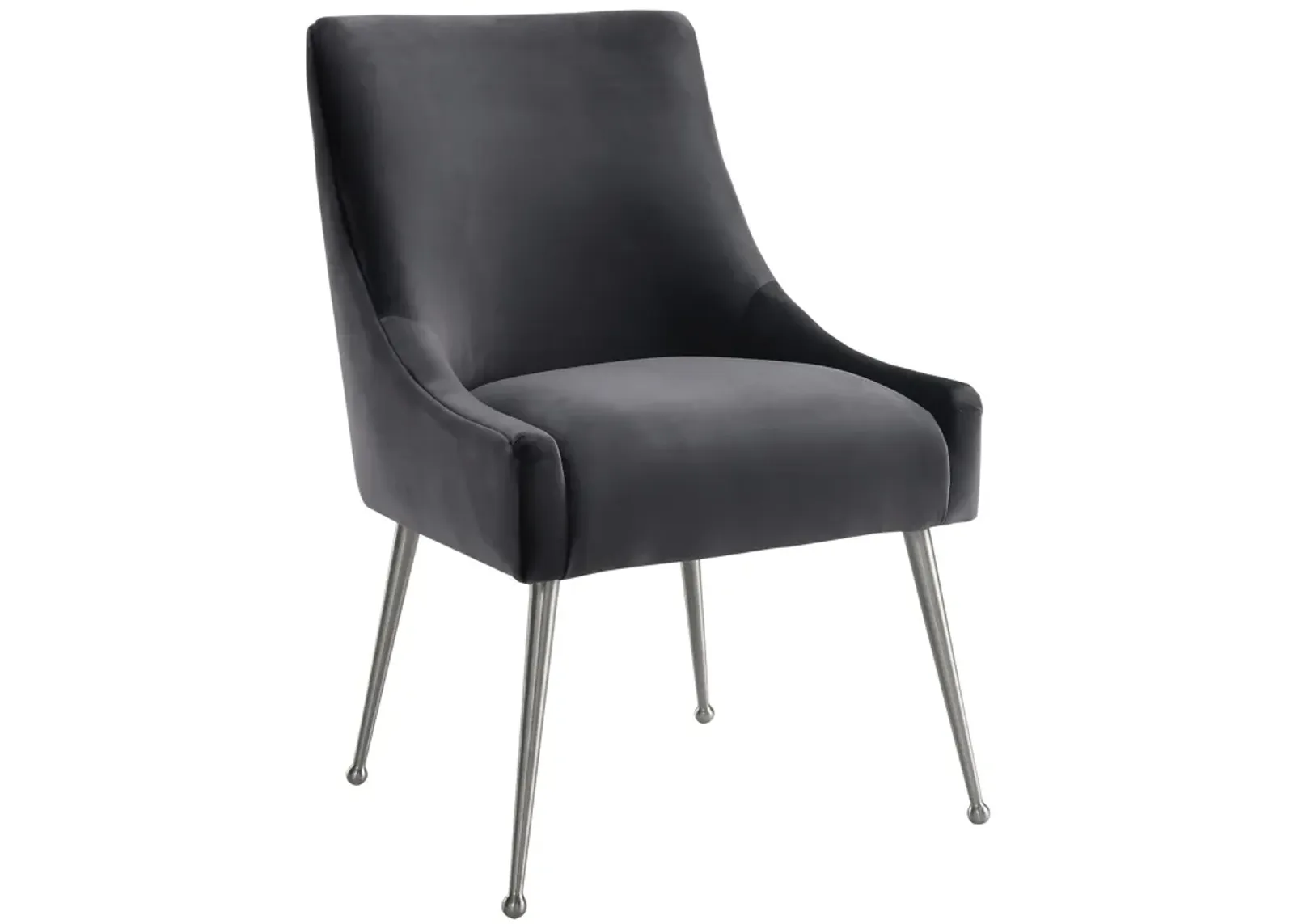 Beatrix Grey Velvet Side Chair with Silver Legs