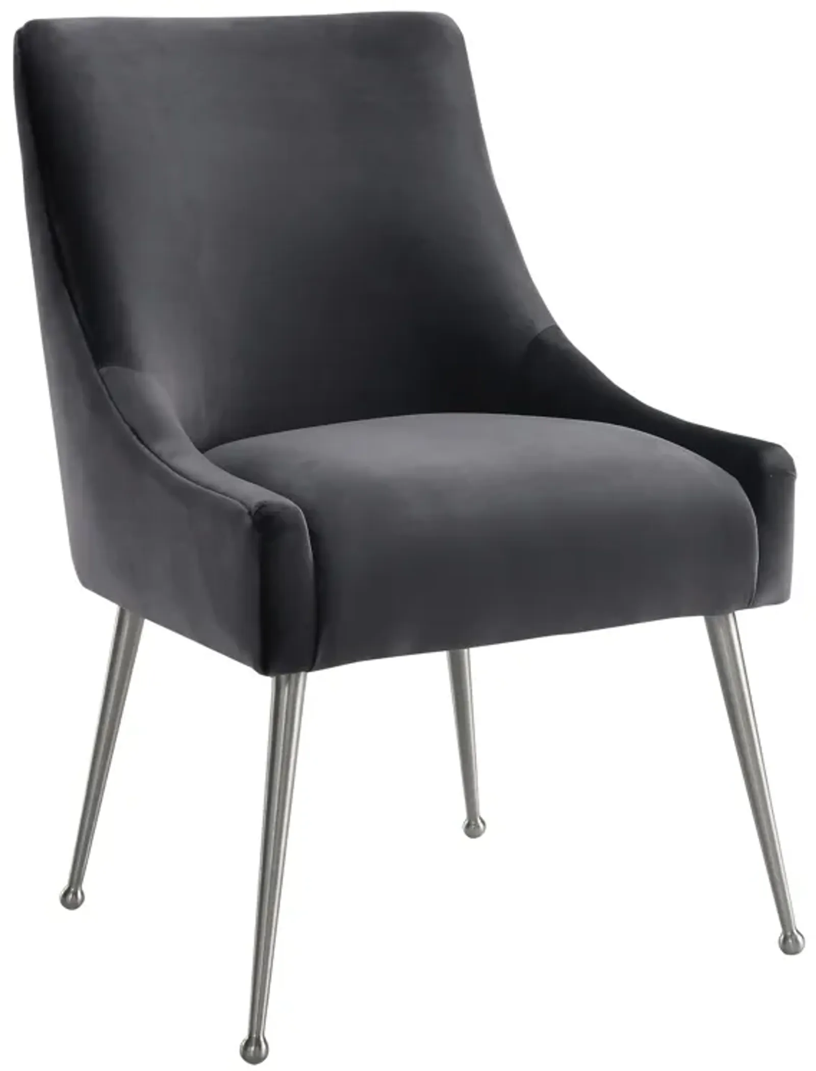 Beatrix Grey Velvet Side Chair with Silver Legs