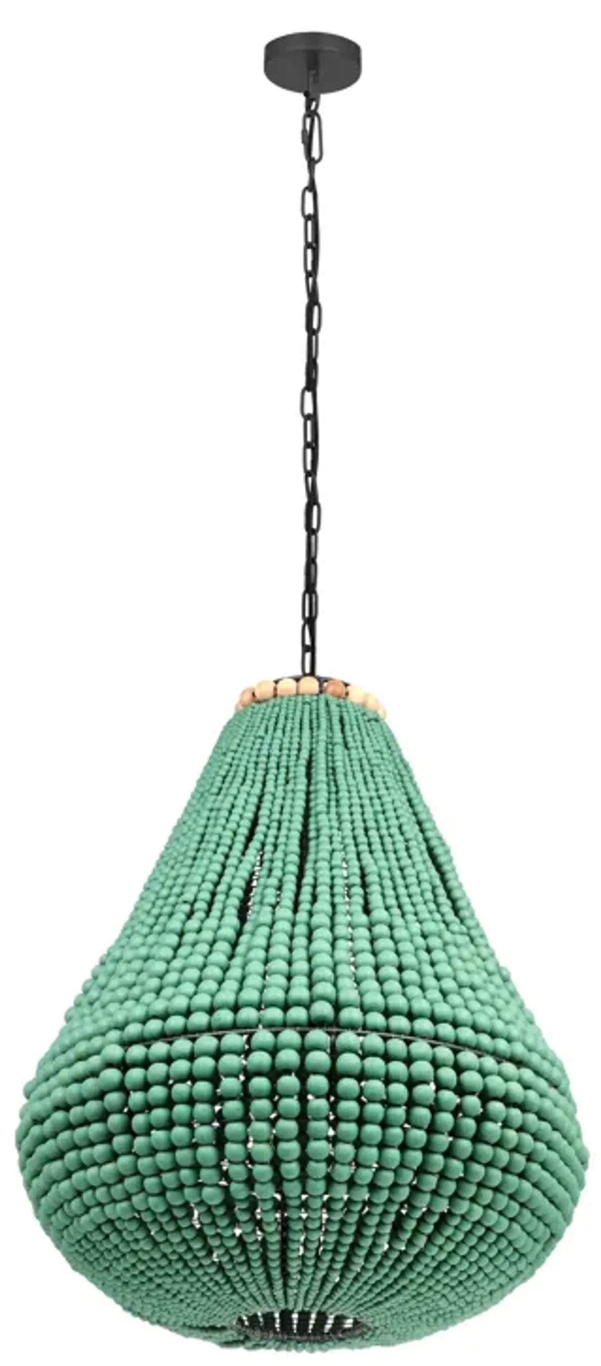 Palani Green Wooden Bead Chandelier