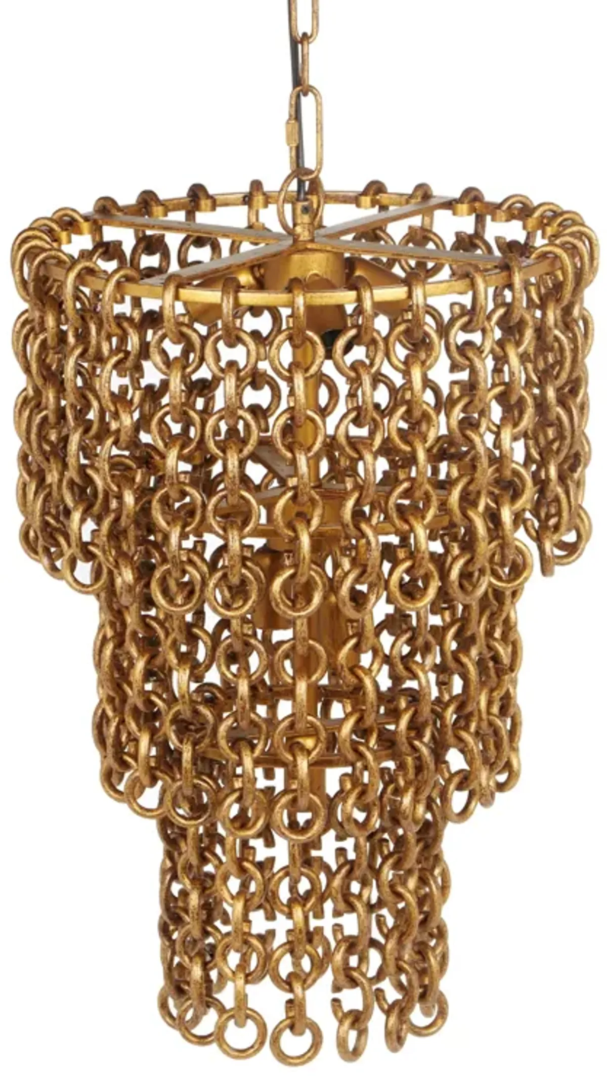 Nirsa Brass Chain Link 3-Tier Chandelier