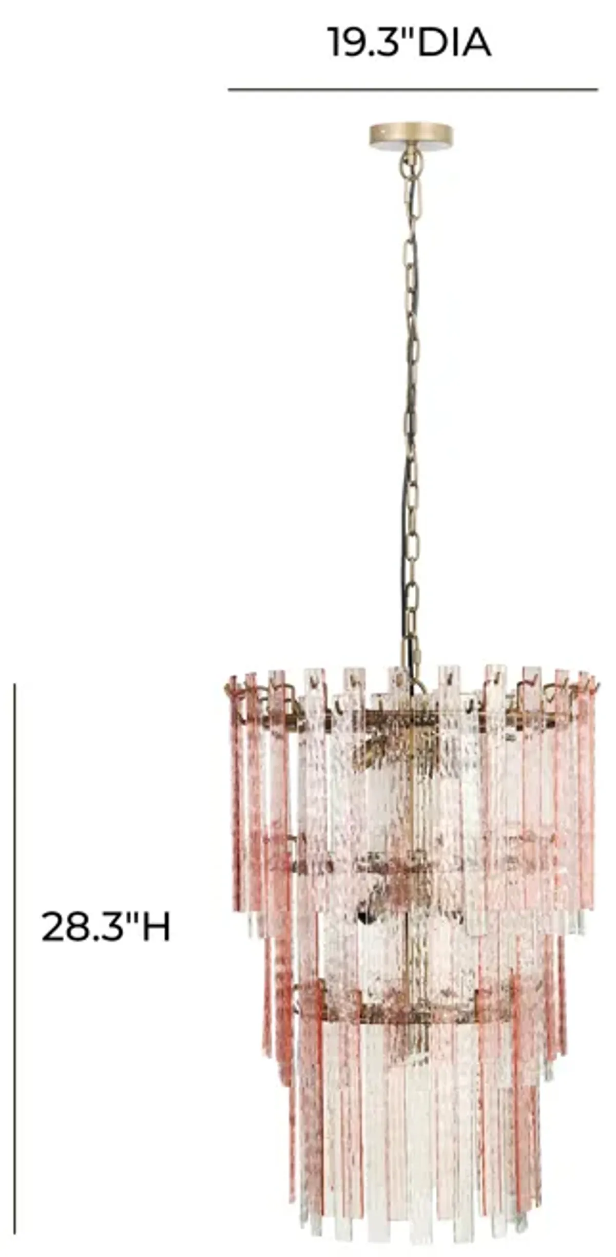 Hampshire Pink Acrylic 3-Tier Chandelier