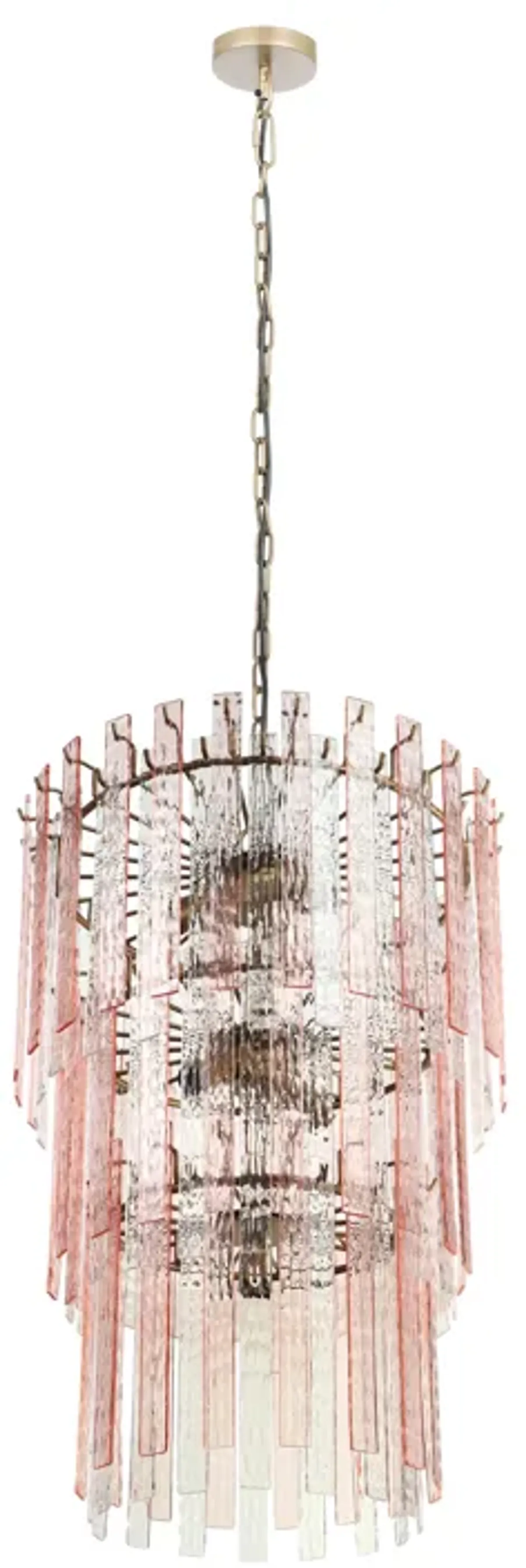 Hampshire Pink Acrylic 3-Tier Chandelier