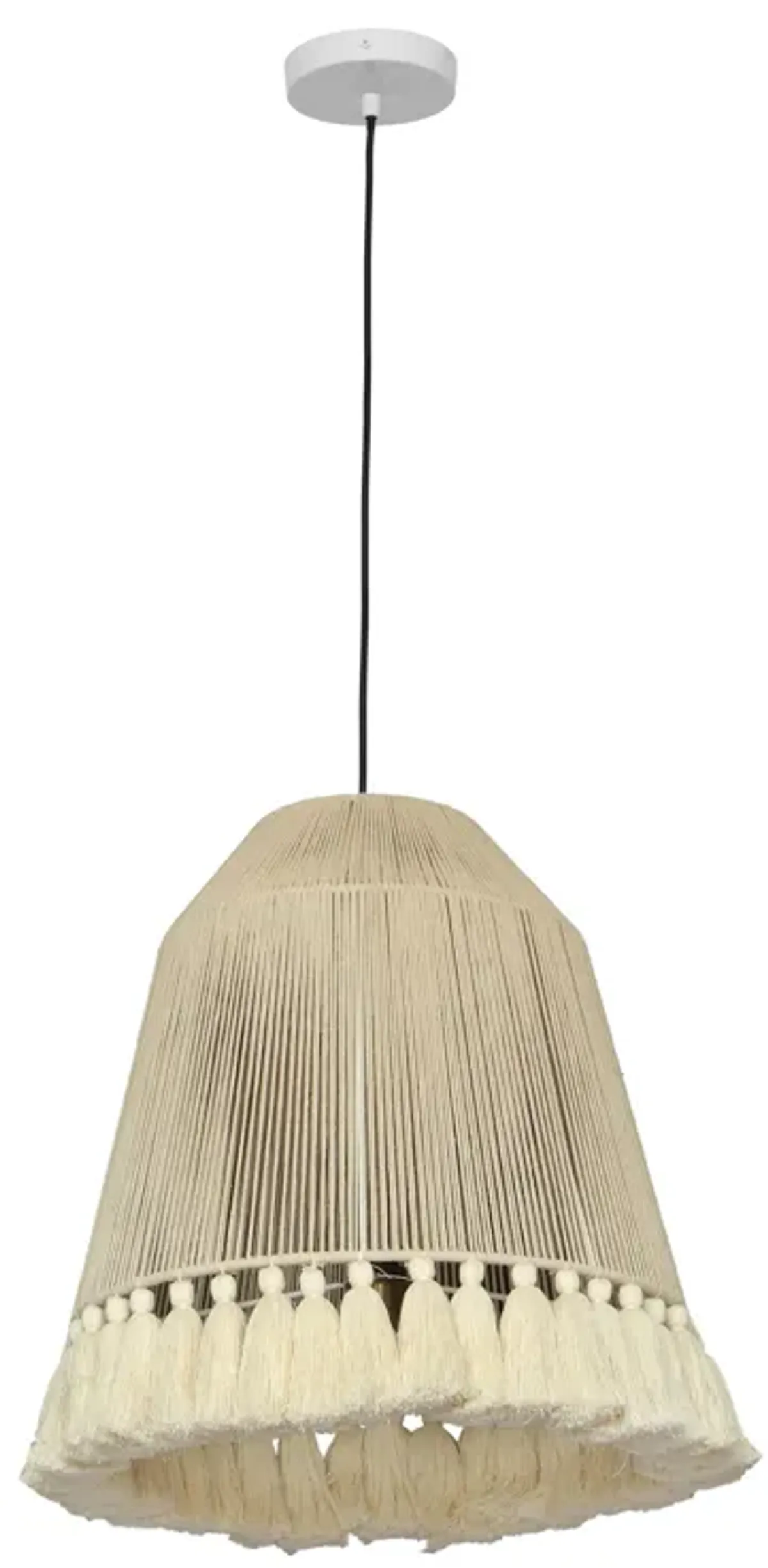 Helen White Cotton Tasseled Pendant Lamp