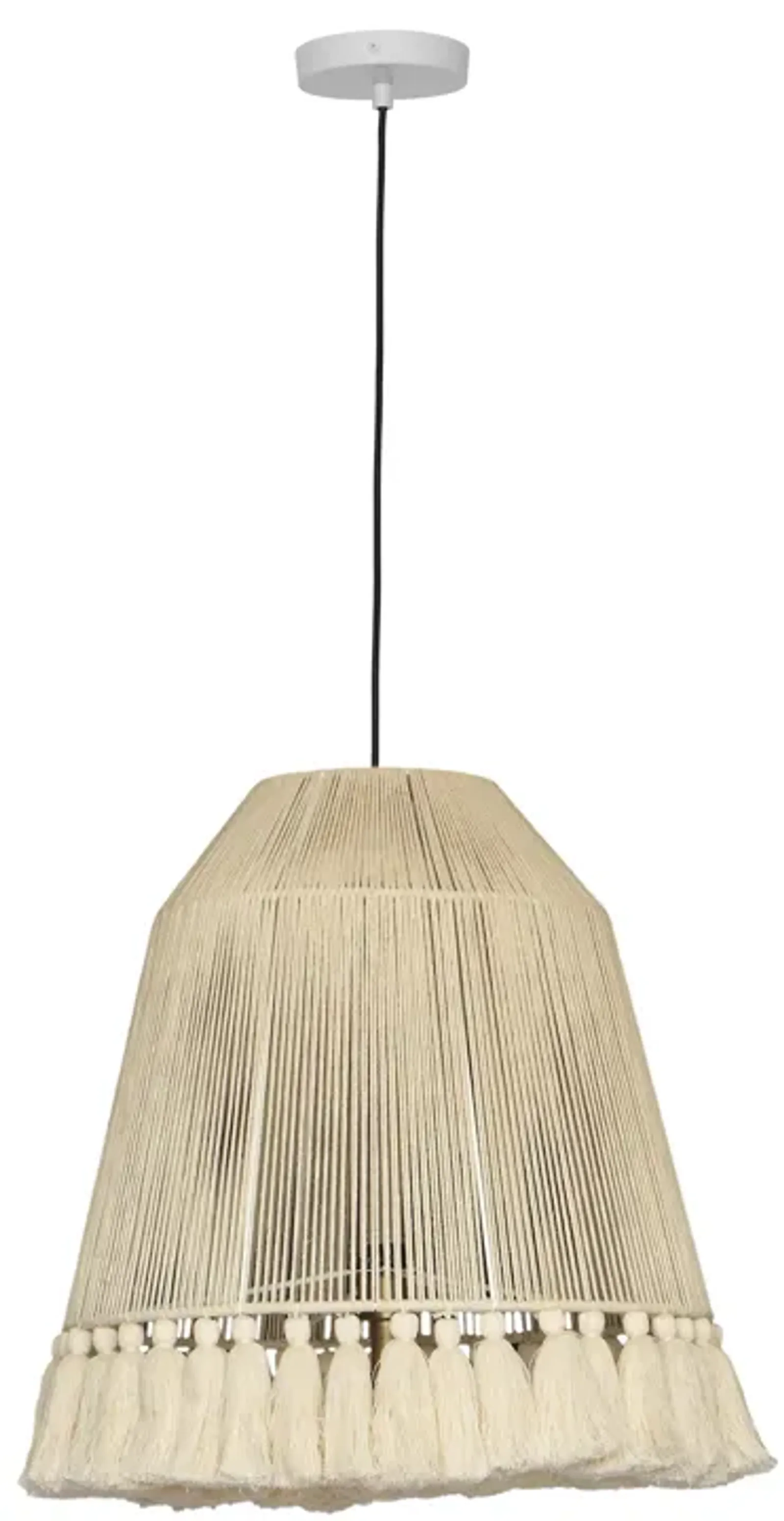 Helen White Cotton Tasseled Pendant Lamp