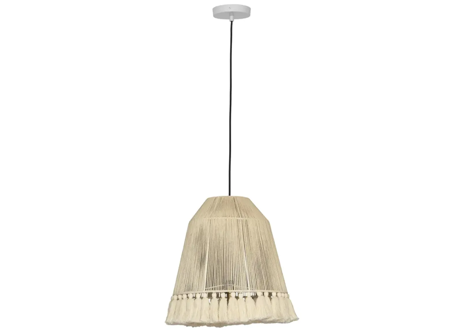 Helen Large White Cotton Tasseled Pendant Lamp