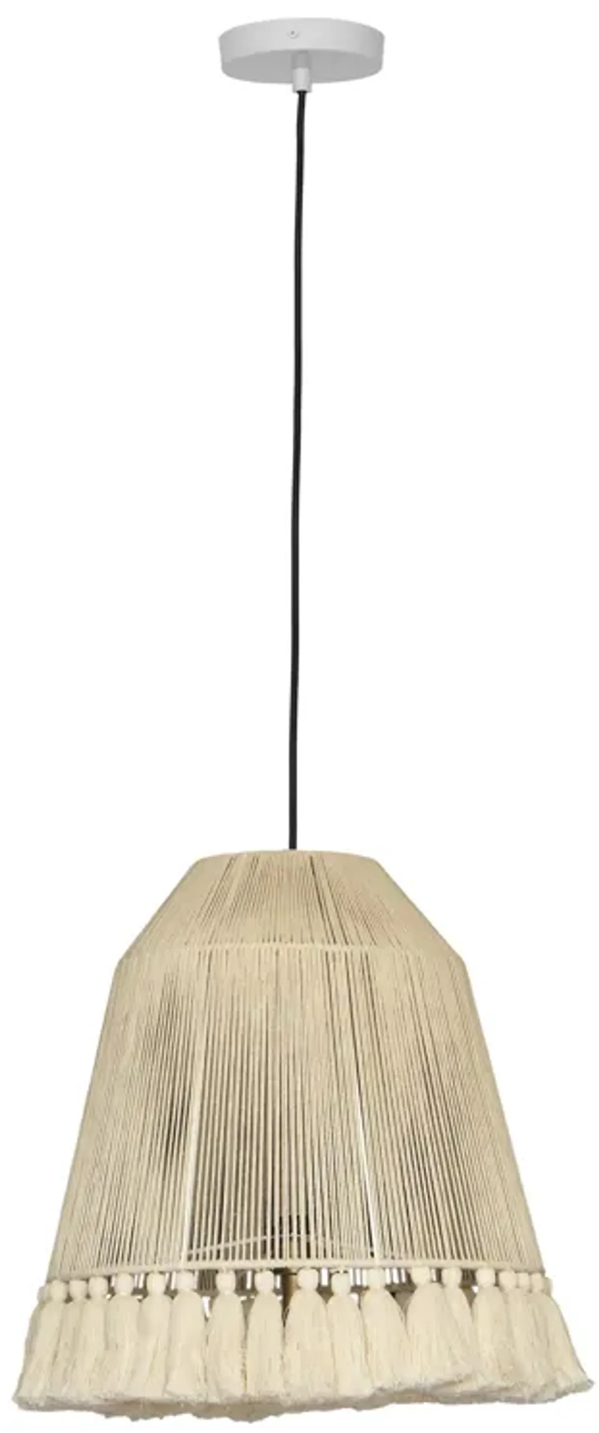 Helen Large White Cotton Tasseled Pendant Lamp