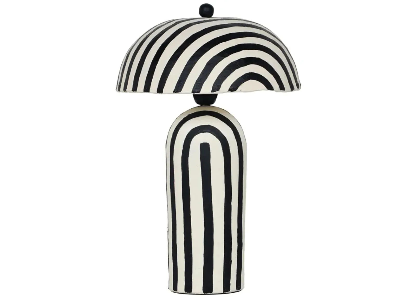 Maiori Black Striped Papier Mache Table Lamp