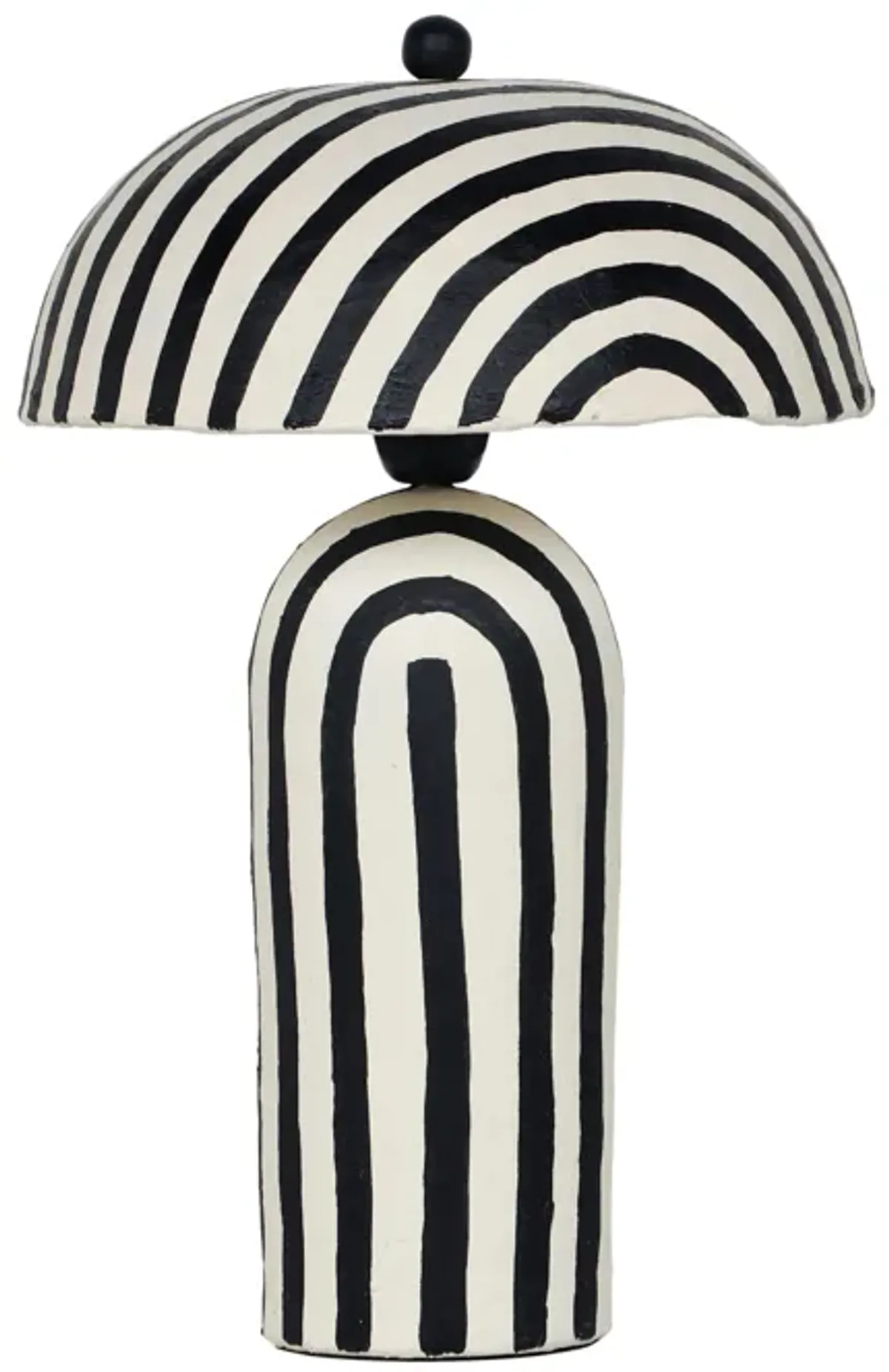 Maiori Black Striped Papier Mache Table Lamp