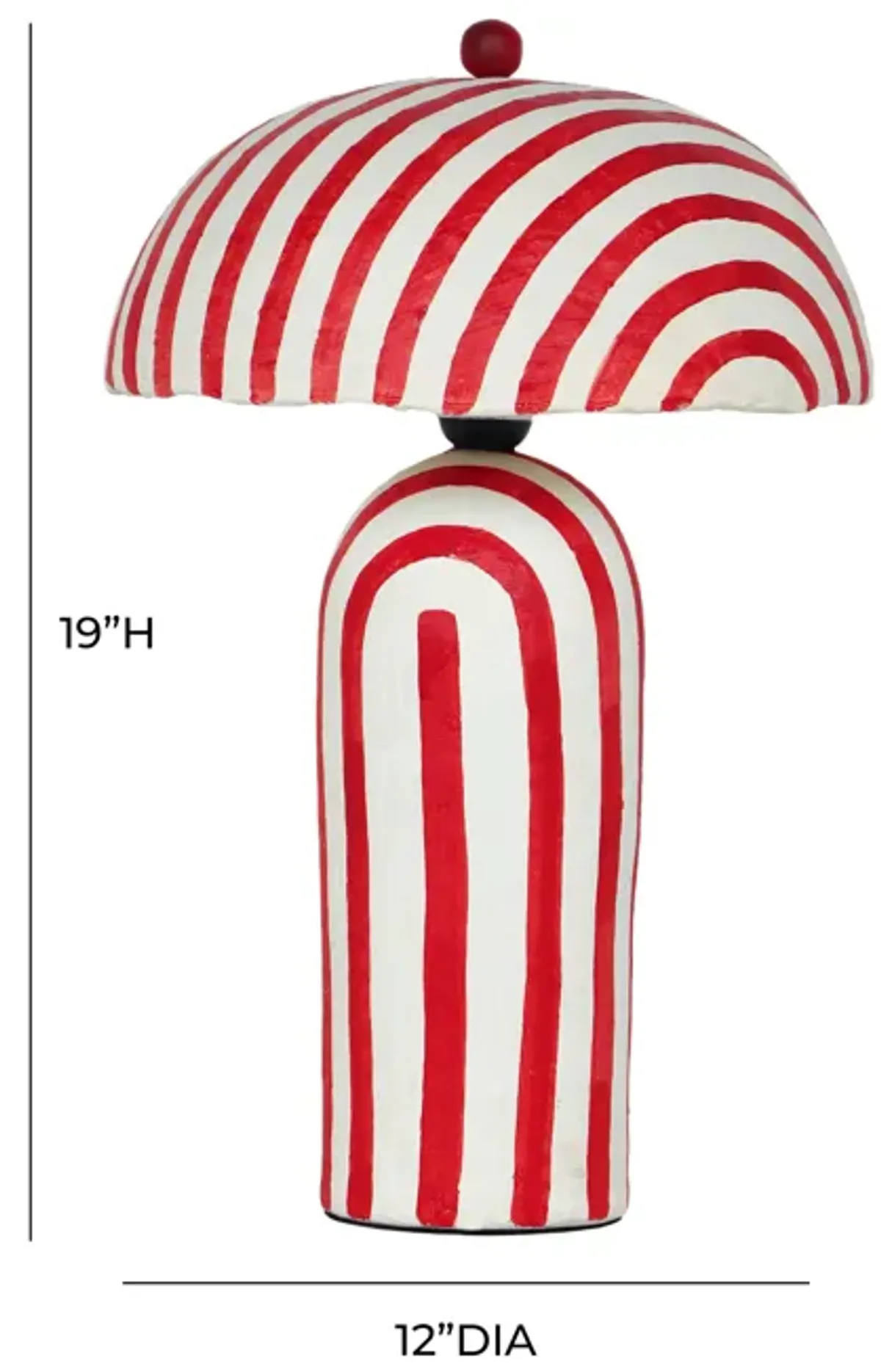 Maiori Red Striped Papier Mache Table Lamp