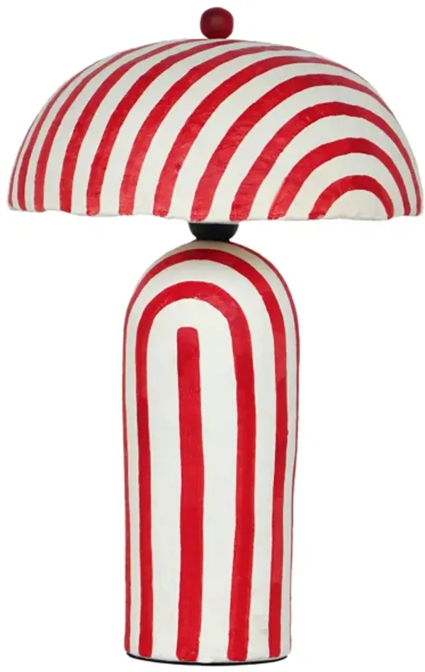 Maiori Red Striped Papier Mache Table Lamp