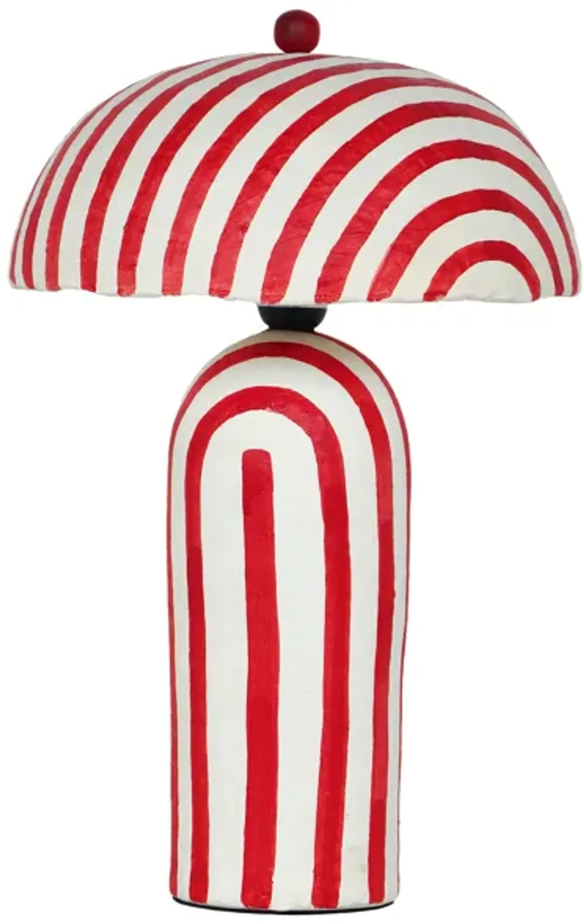 Maiori Red Striped Papier Mache Table Lamp