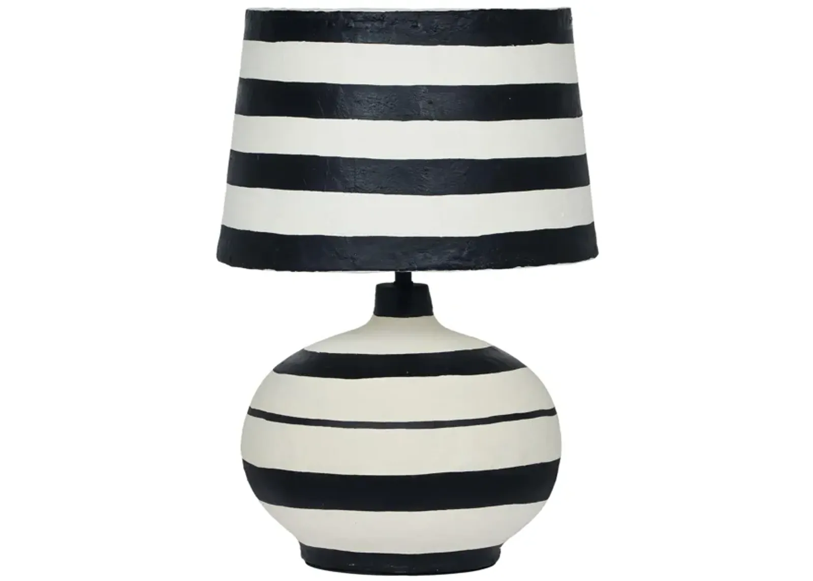 Positano Black Striped Papier Mache Table Lamp