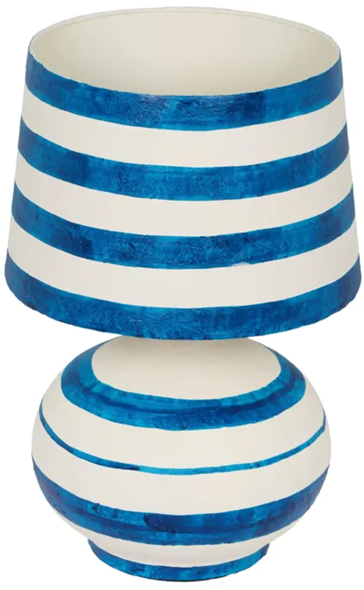 Positano Blue Striped Papier Mache Table Lamp