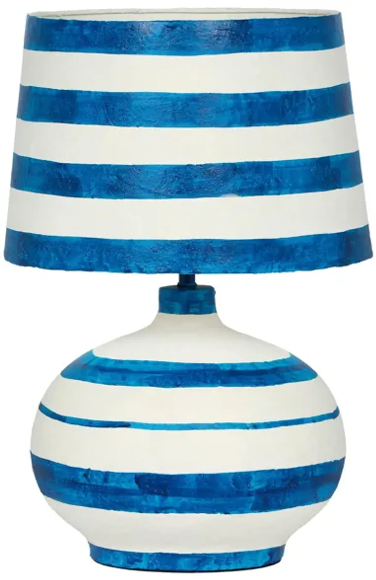 Positano Blue Striped Papier Mache Table Lamp