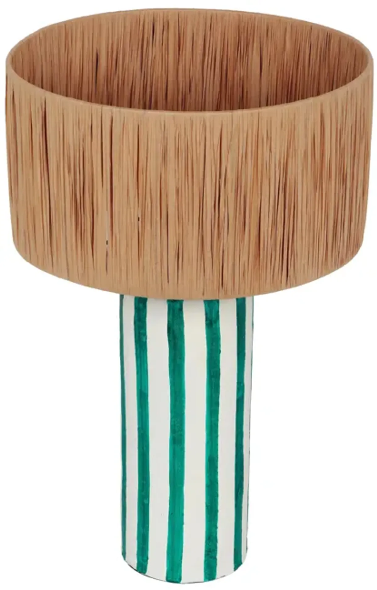 Ravello Green Striped Papier Mache Table Lamp