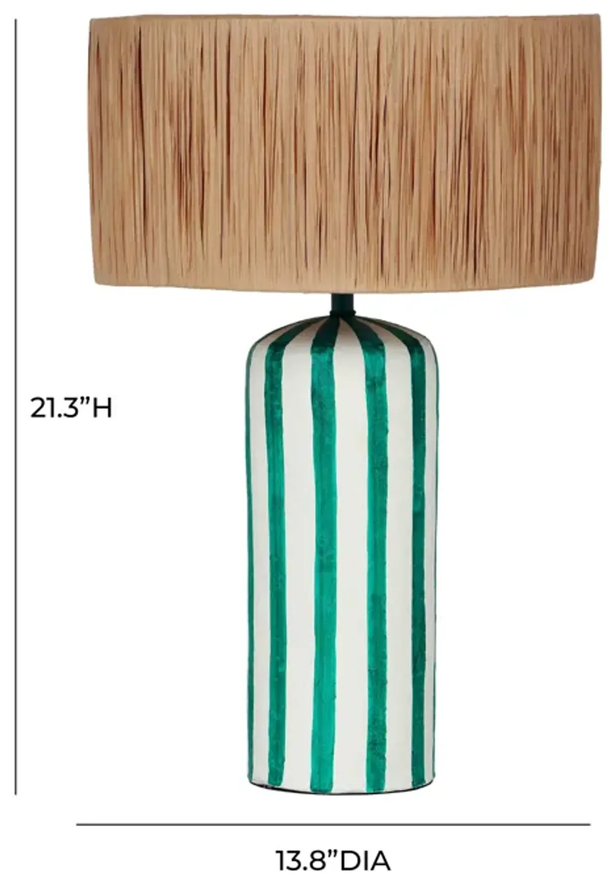 Ravello Green Striped Papier Mache Table Lamp