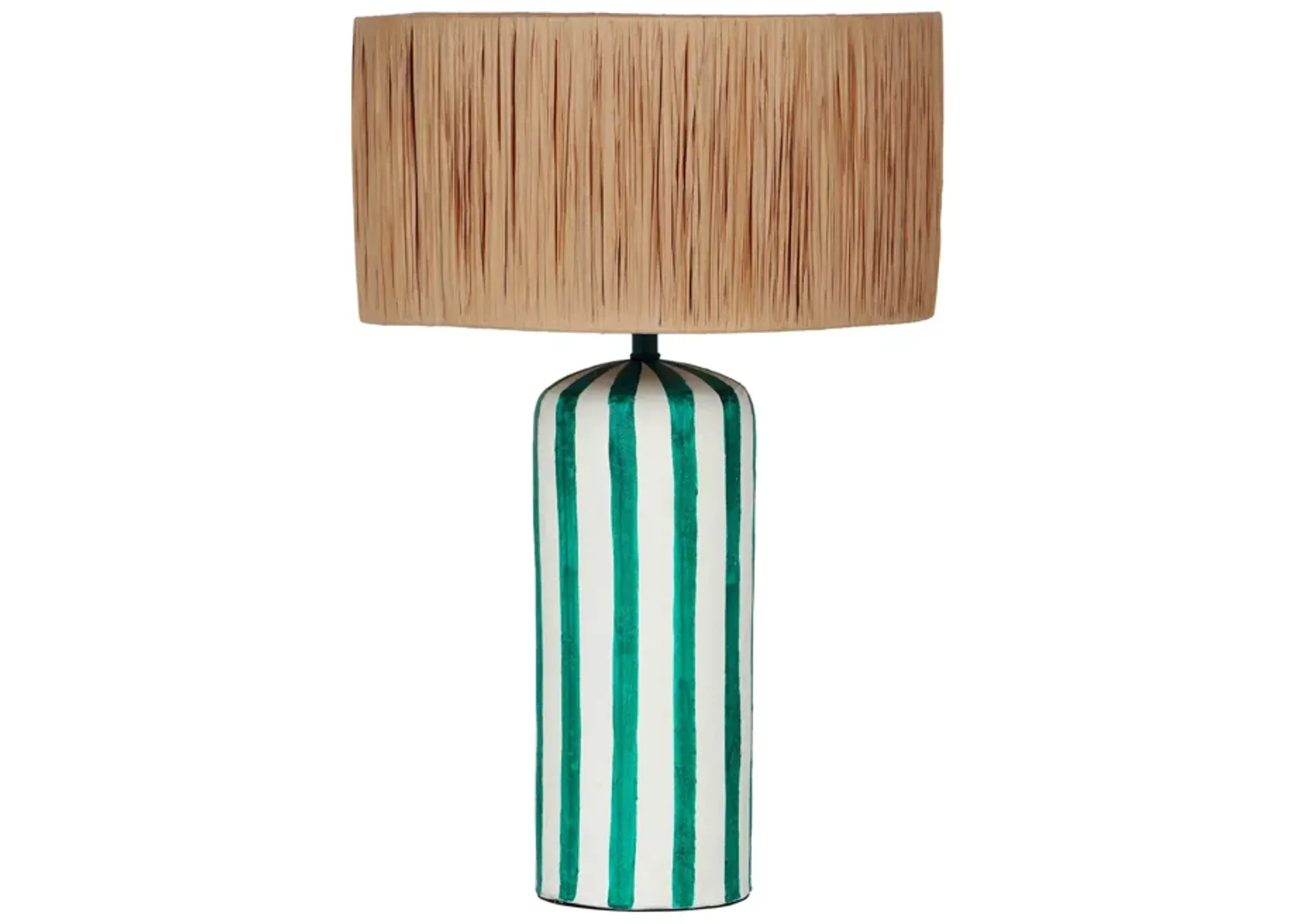 Ravello Green Striped Papier Mache Table Lamp