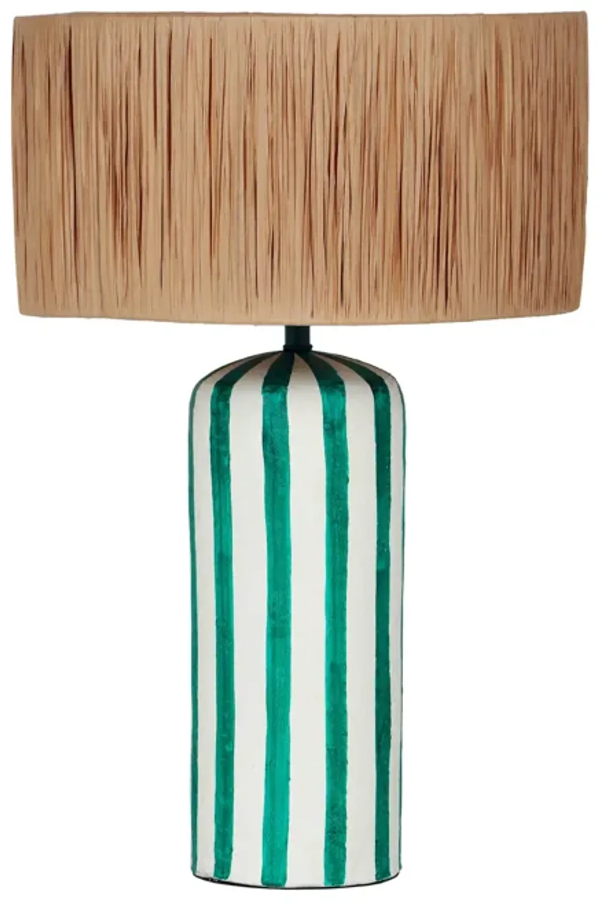 Ravello Green Striped Papier Mache Table Lamp