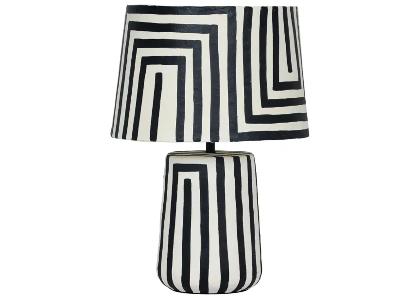 Minori Black Striped Papier Mache Table Lamp