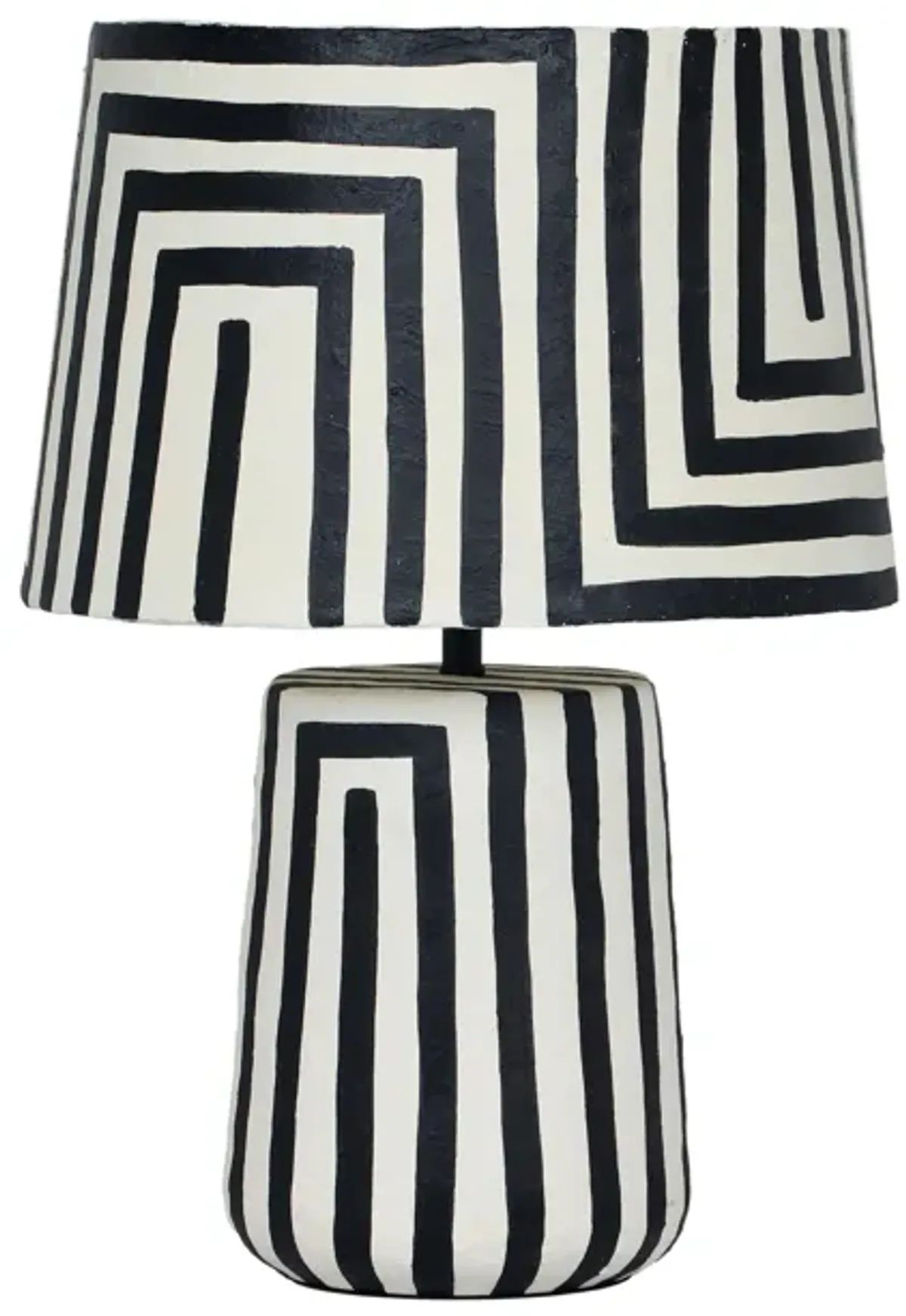 Minori Black Striped Papier Mache Table Lamp