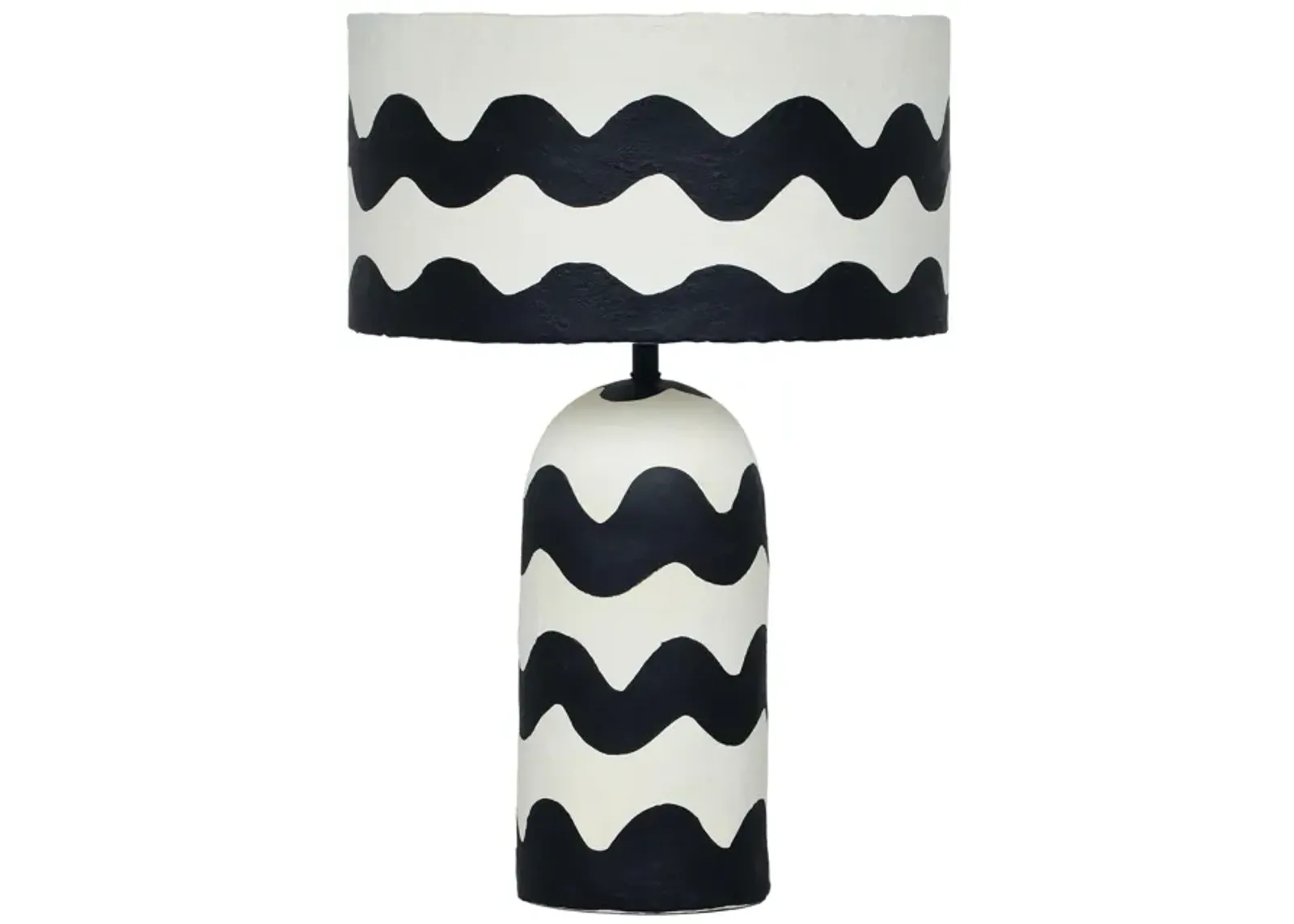 Tropea Black Waves Papier Mache Table Lamp