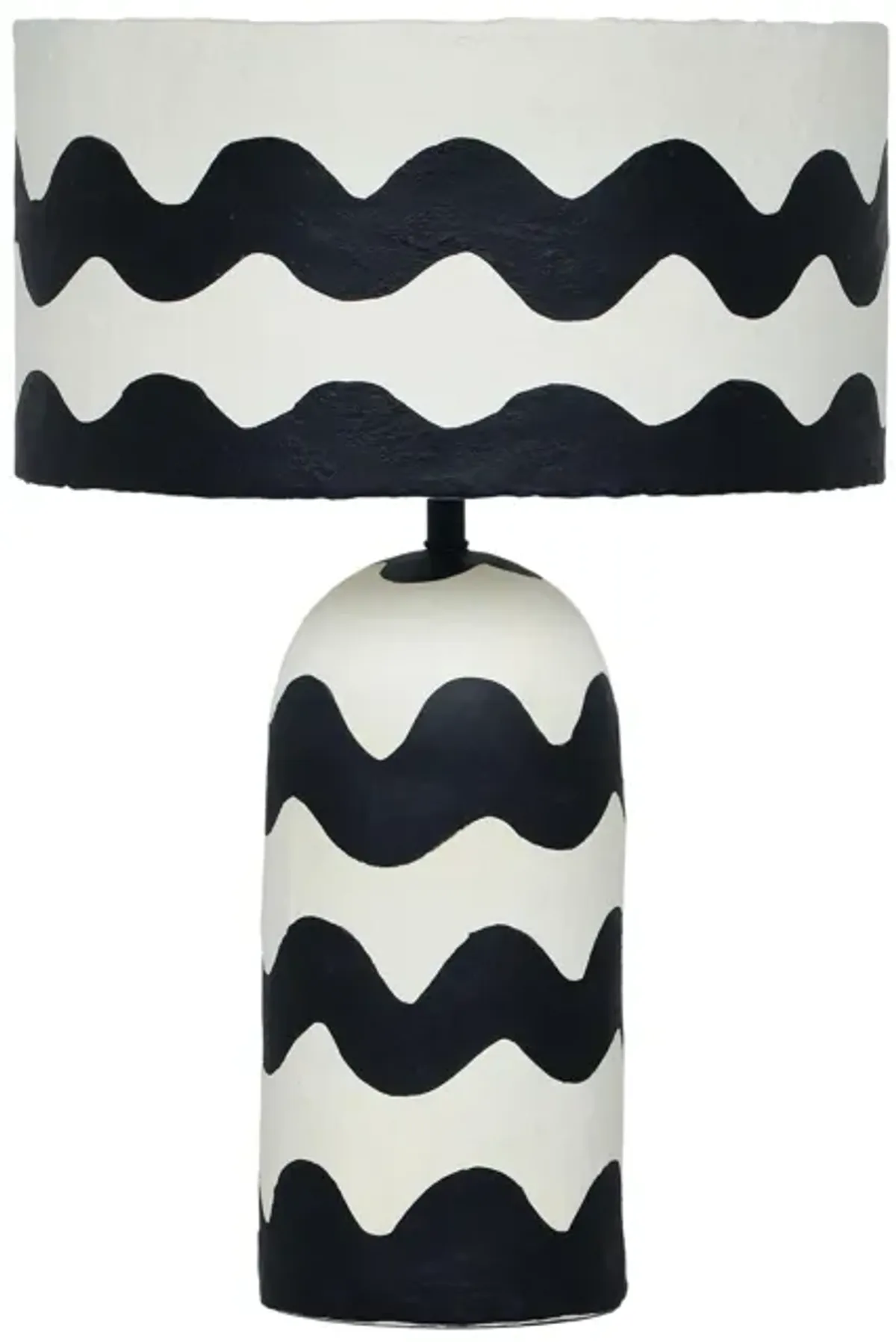 Tropea Black Waves Papier Mache Table Lamp