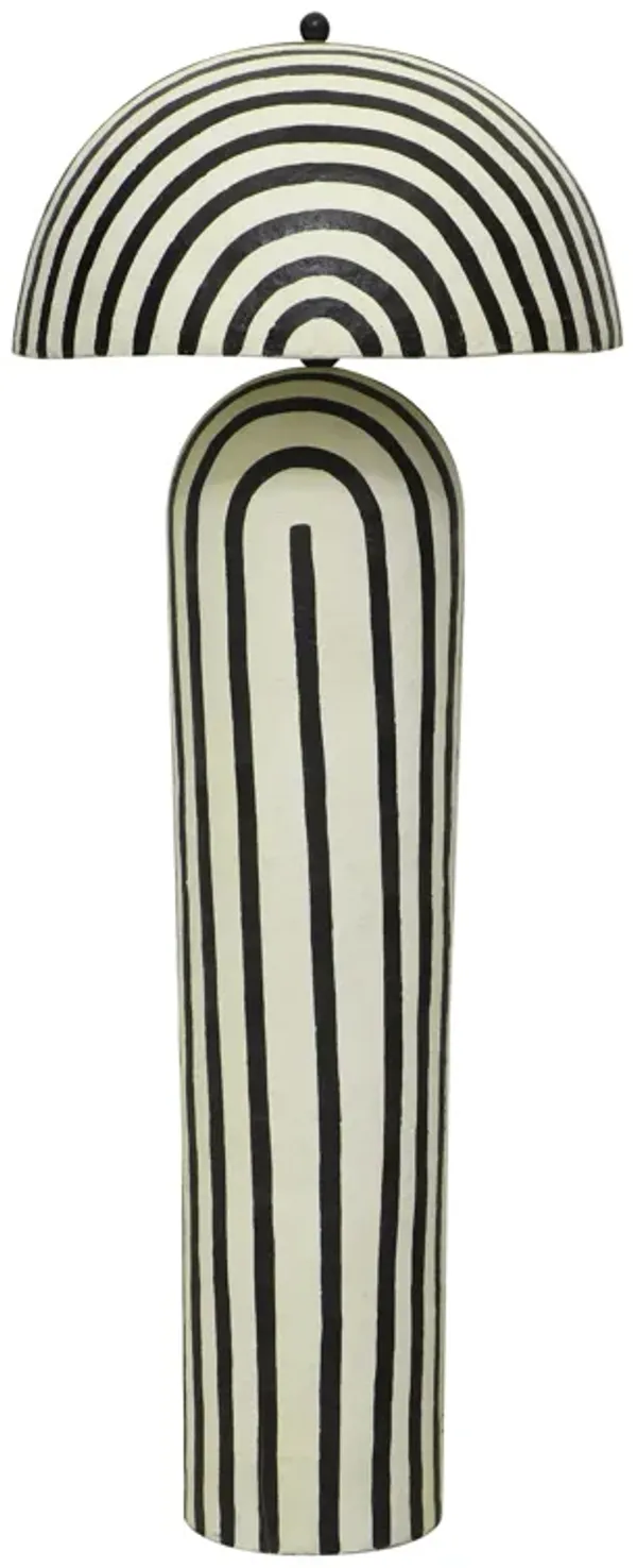 Maiori Black Striped Papier Mache Floor Lamp